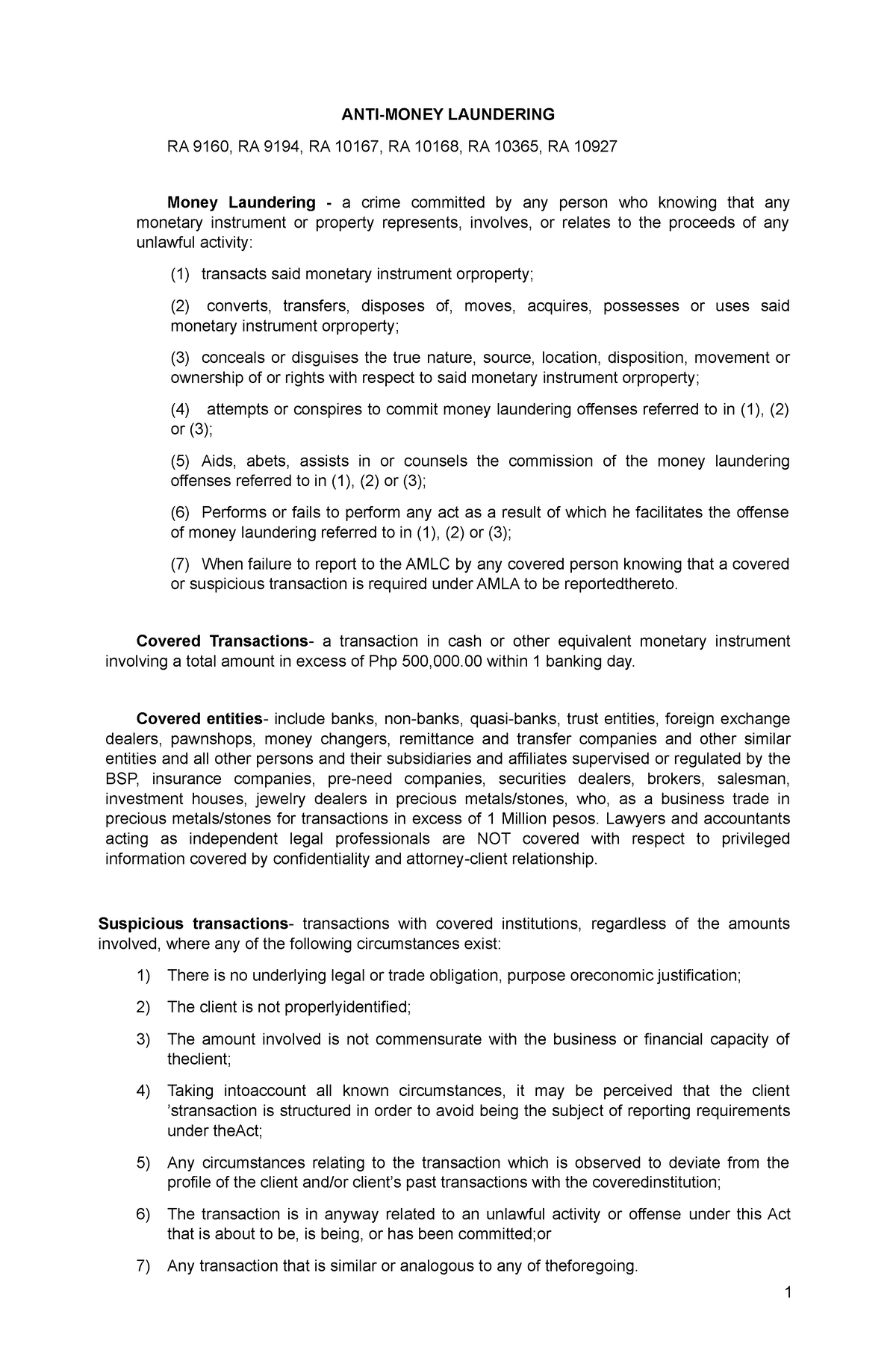 AMLA - Lecture Notes About Anti-Money Laundering - 1 ANTI-MONEY ...