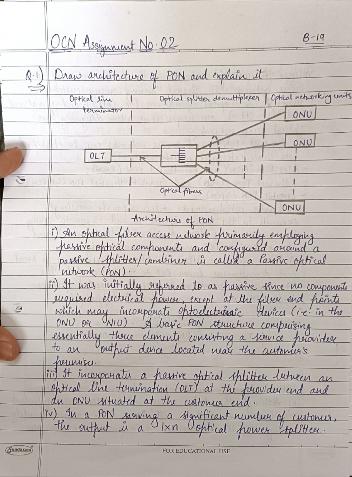 OCN Assignment - 2 - 0N Sundaram QDaaa ancleitectua el PON ud explaia ...