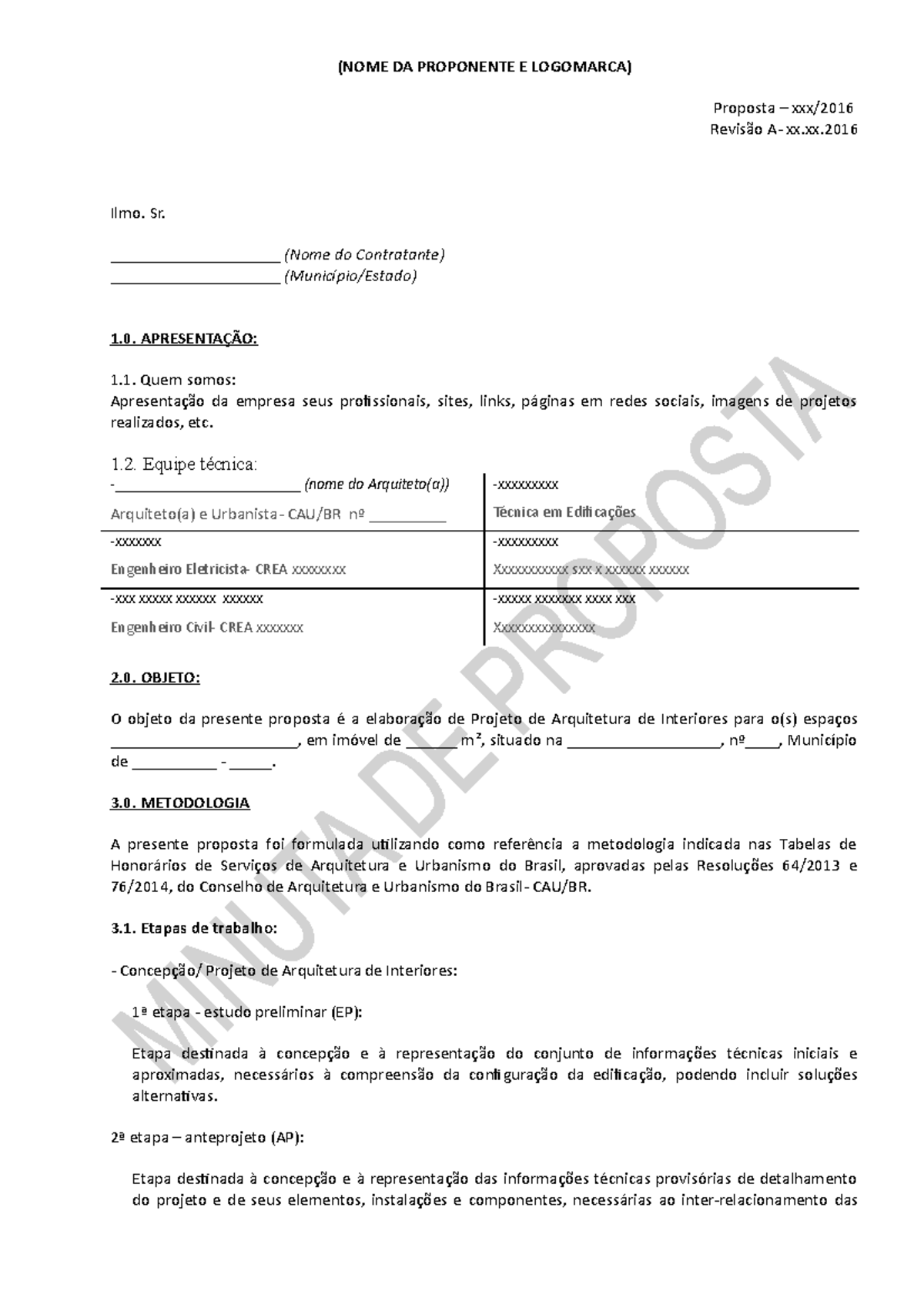 Modelo-de-proposta - texto - (NOME DA PROPONENTE E LOGOMARCA) Proposta ...