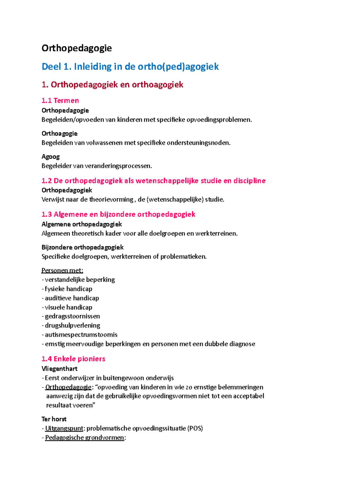 Orthopedagogiek Schema - Orthopedagogie Deel 1. Inleiding In De Ortho ...