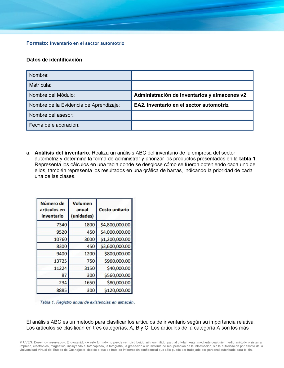 Ea2 Inventario En El Sector Automotriz Formato Inventario En El Sector Automotriz Datos De 9917