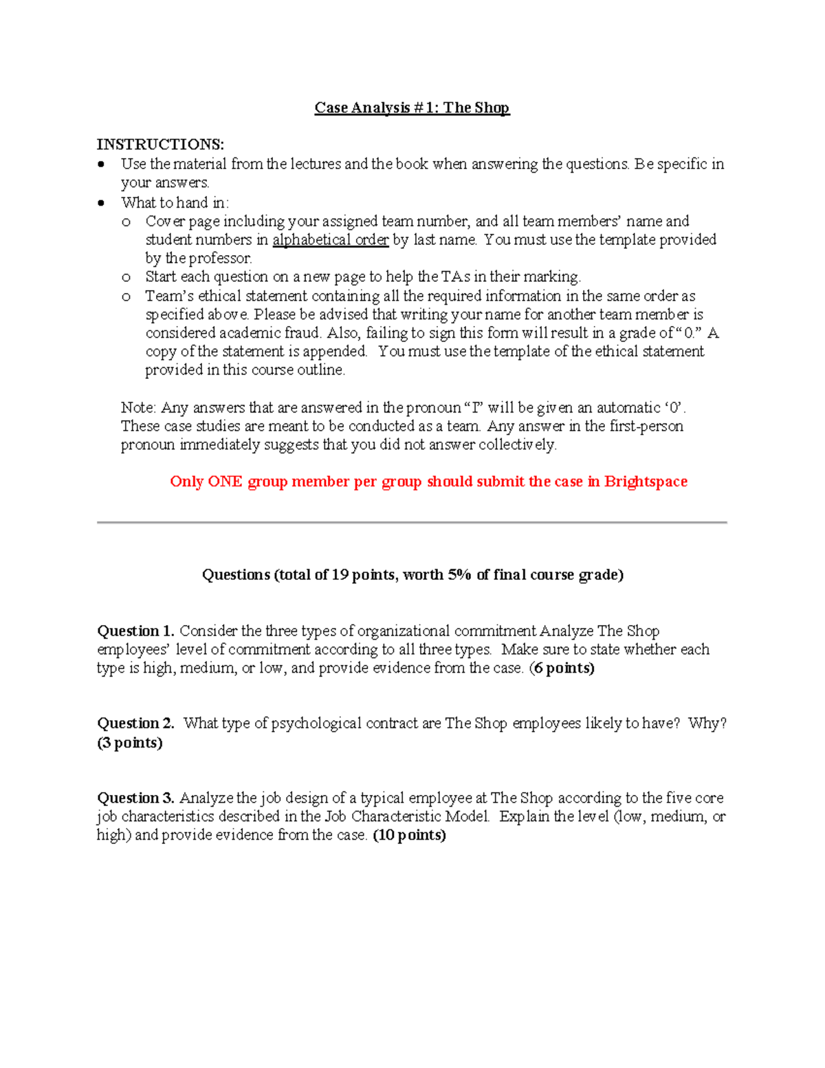 Case 1 - The Shop (Question Sheet) - Case Analysis # 1: The Shop ...