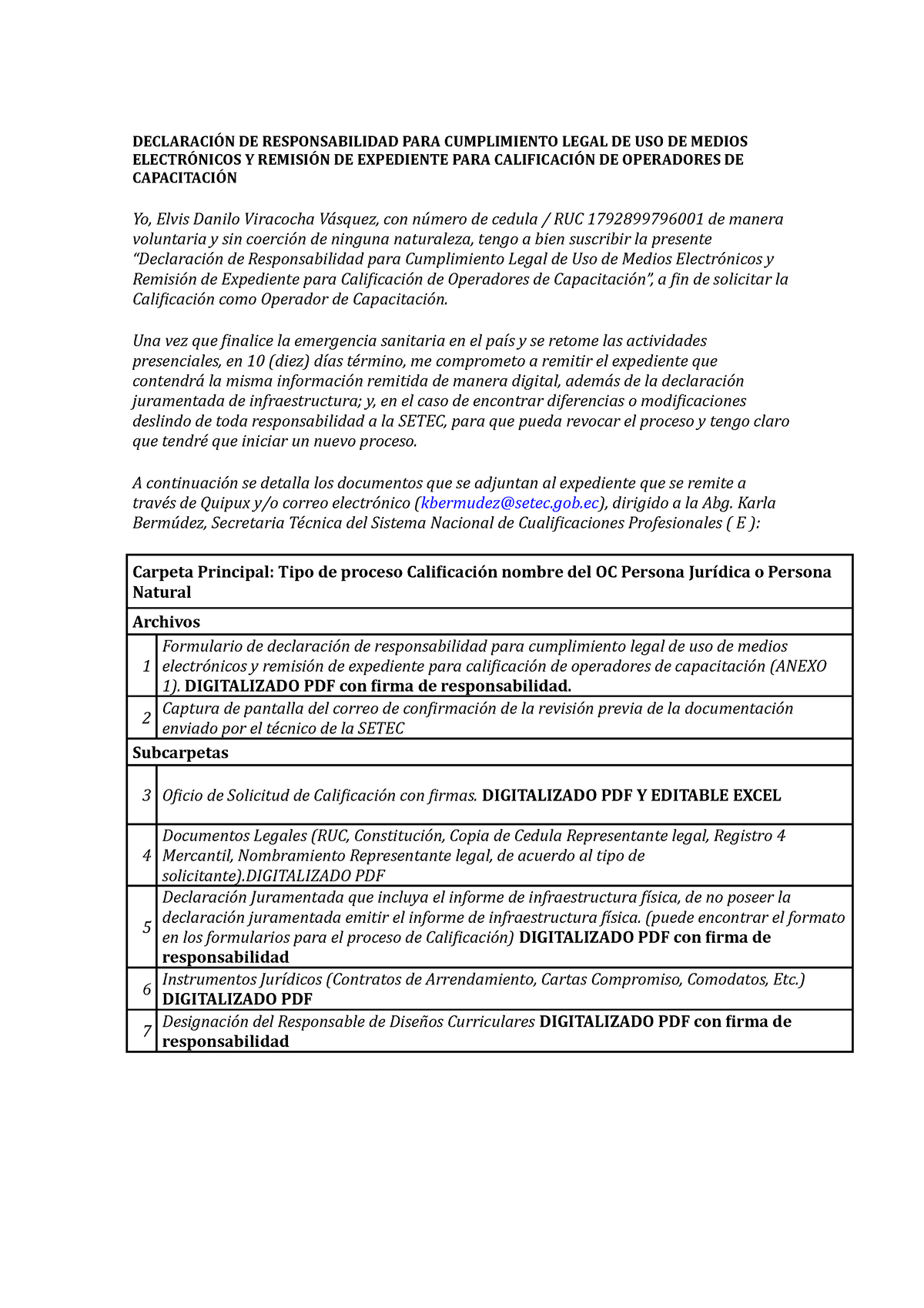 Declar~1 - FICHA TECNICA - DECLARACI伃ĀN DE RESPONSABILIDAD PARA ...