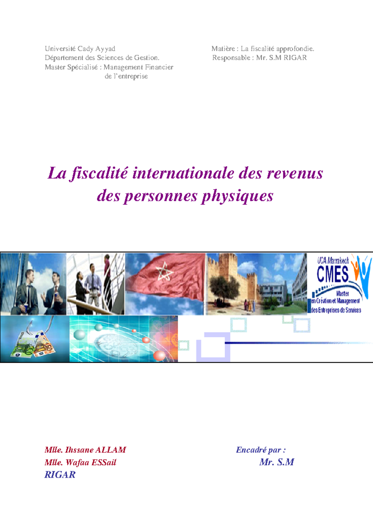 Fiscalite Internationale - Université Cady Ayyad Matière : La Fiscalité ...