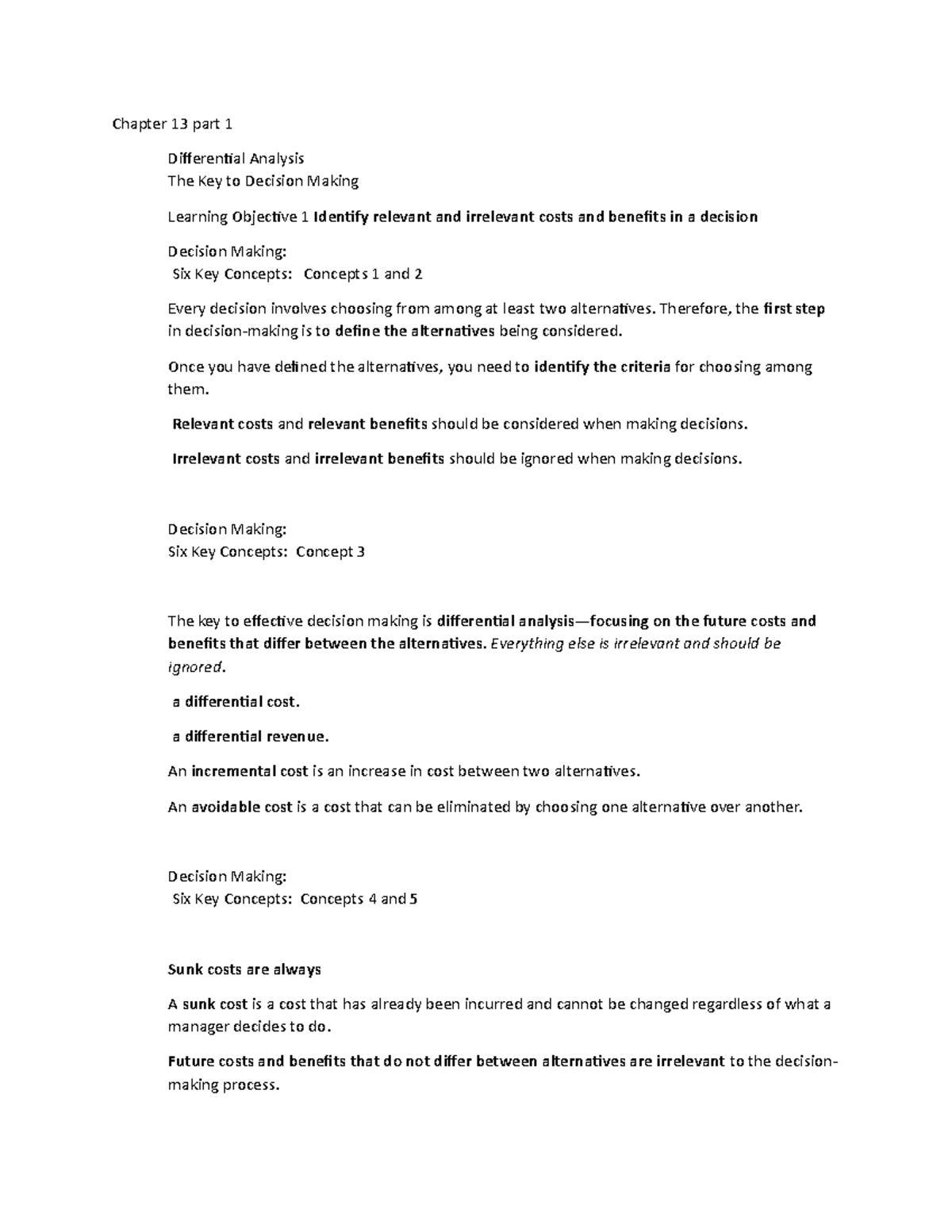 Chapter 13 part 1 - notes - Chapter 13 part 1 Differential Analysis The ...