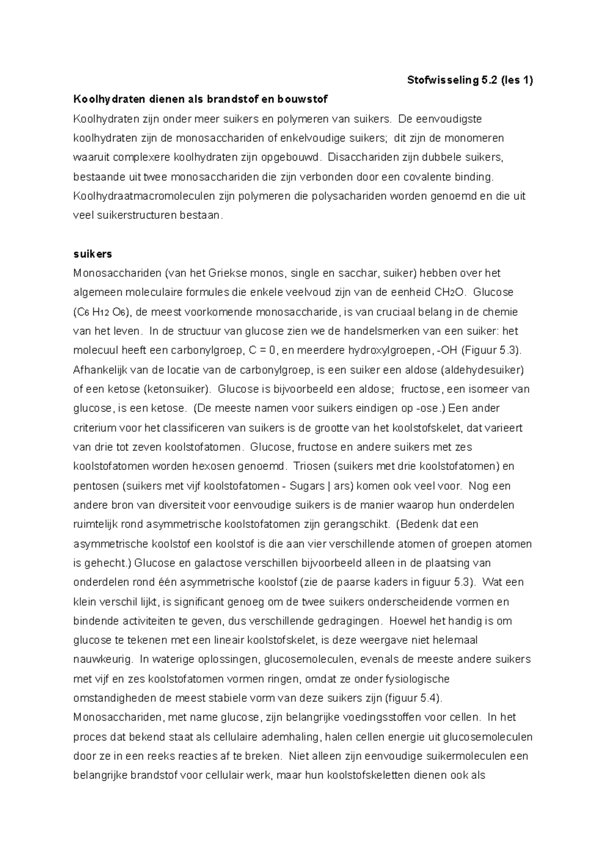 5.2 stofwisseling samenvatting hoofdstuk 5.2 geheel vertaalt van