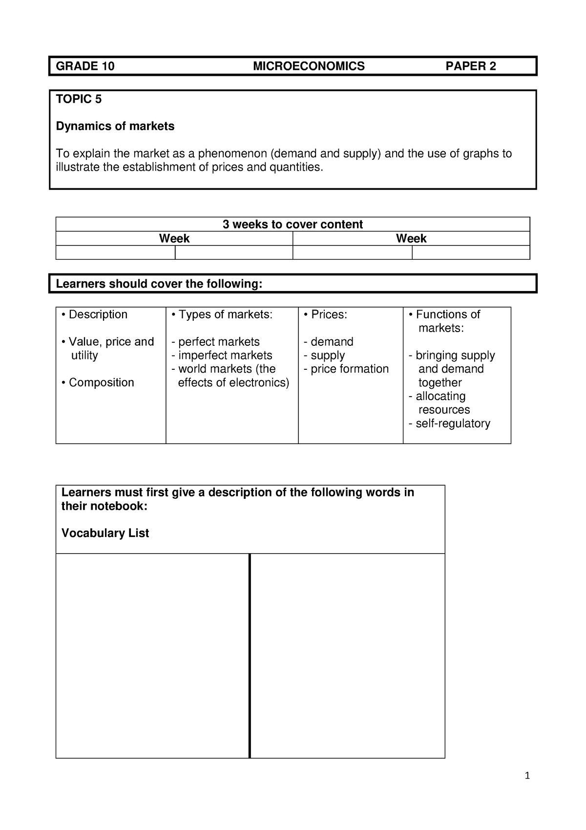 micro economics essay grade 10