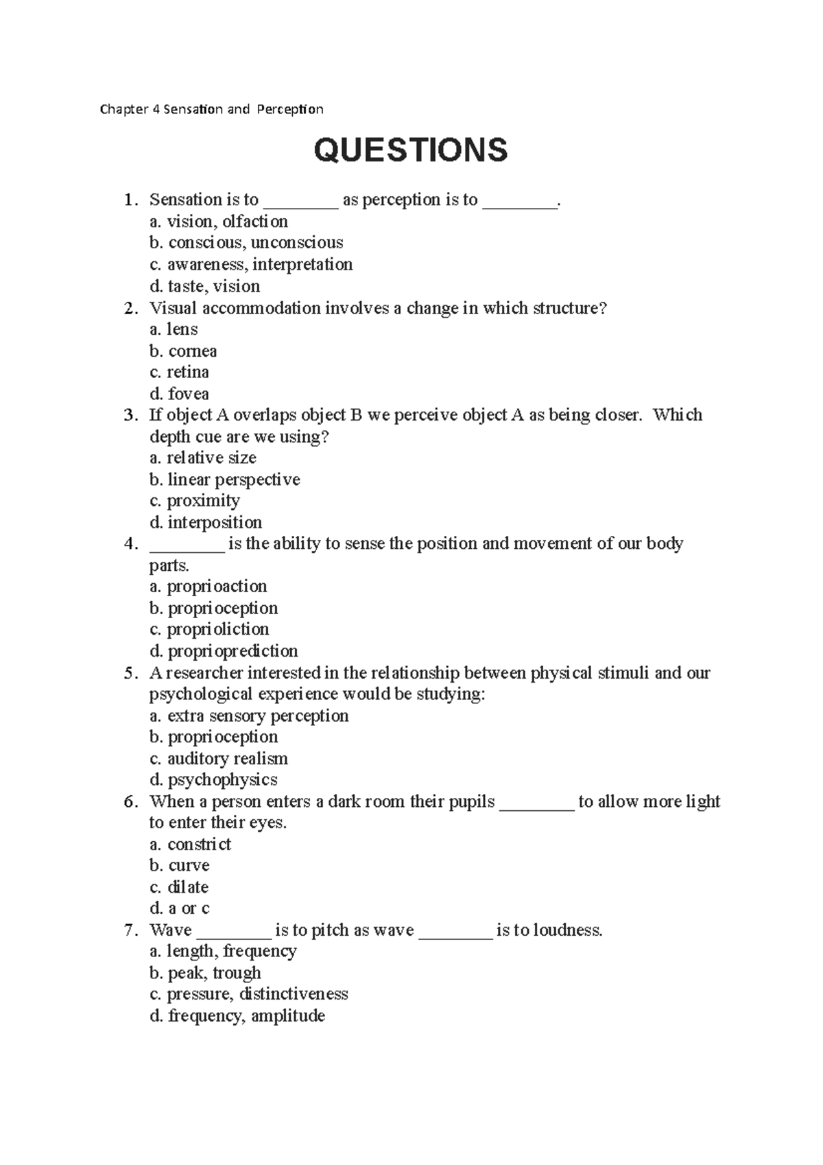 Chapter 4 Sensation And Perception Of The Human Body From A ...