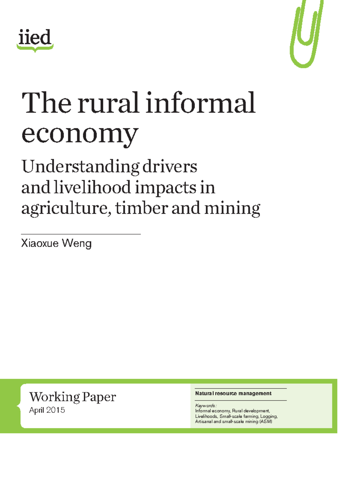 16590 IIED - Working Paper ####### April 2015 Natural resource ...