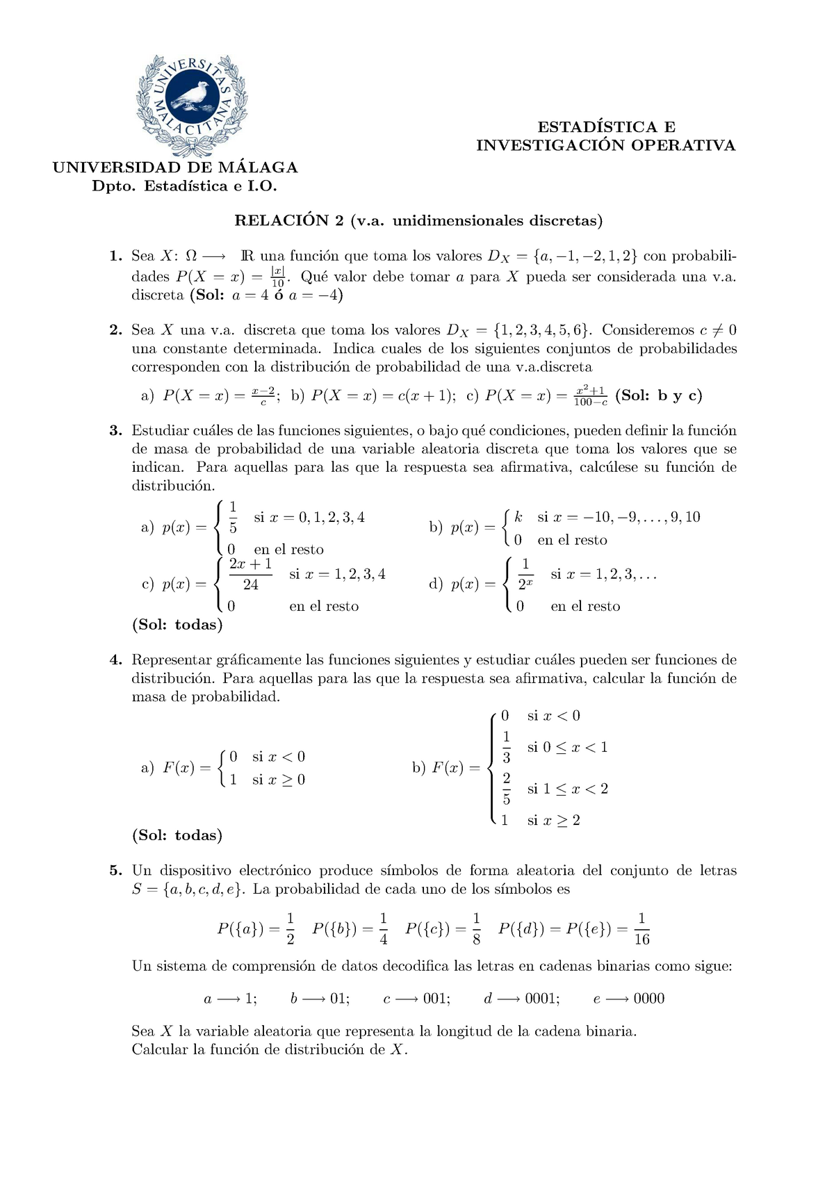 Relacion 2 Discretas Estadistica Studocu