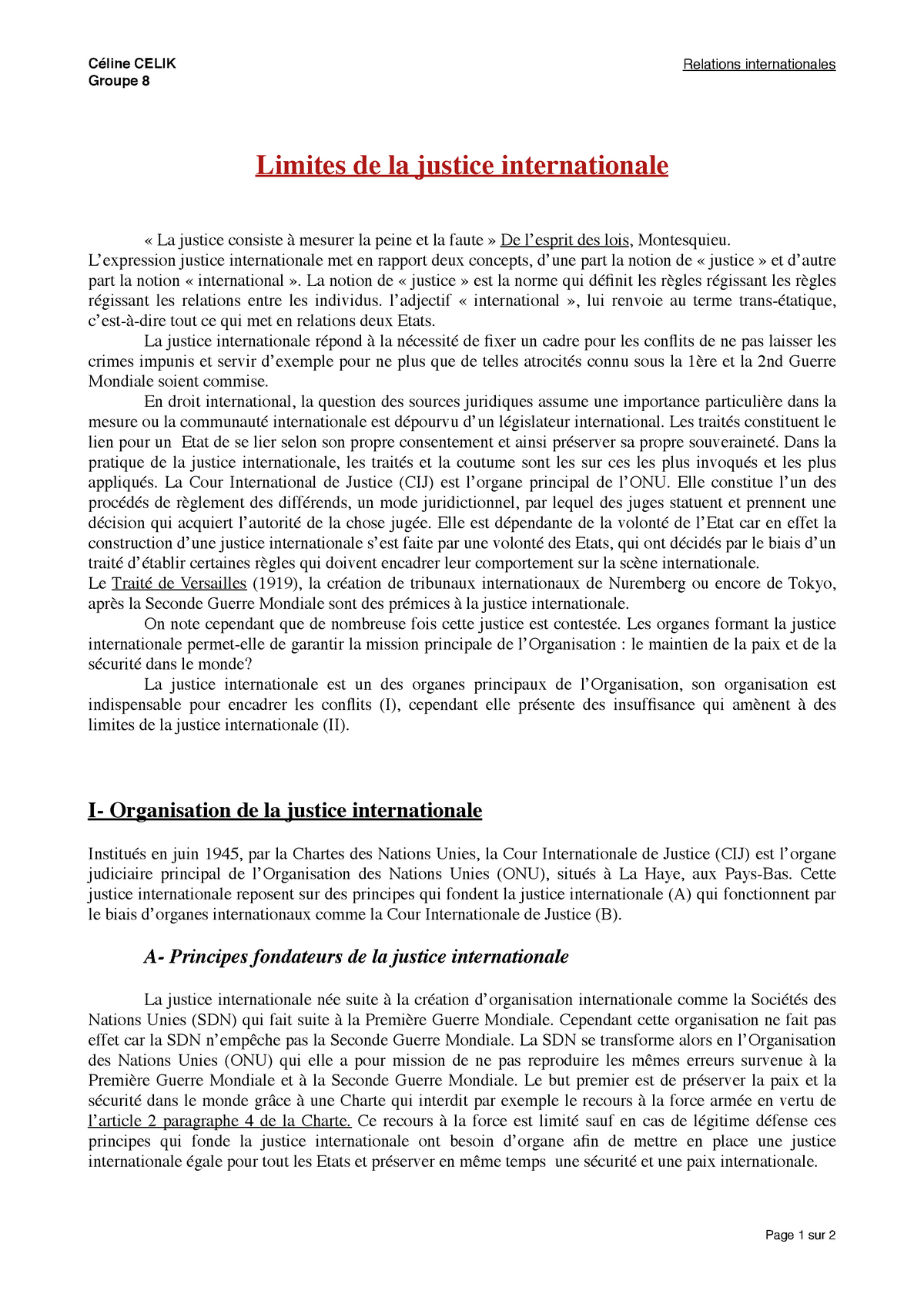 les limites de la justice internationale dissertation