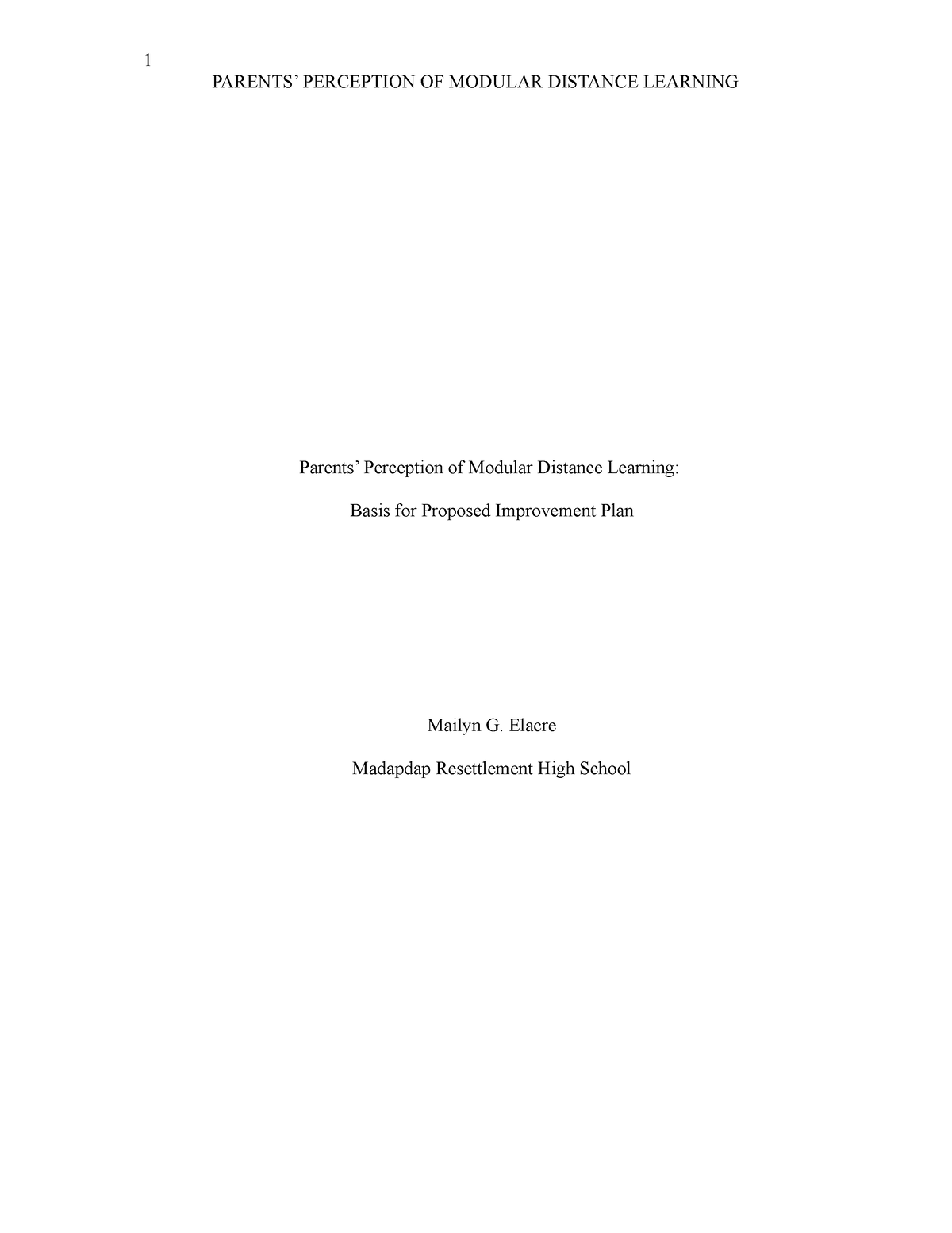 action research proposal about modular distance learning