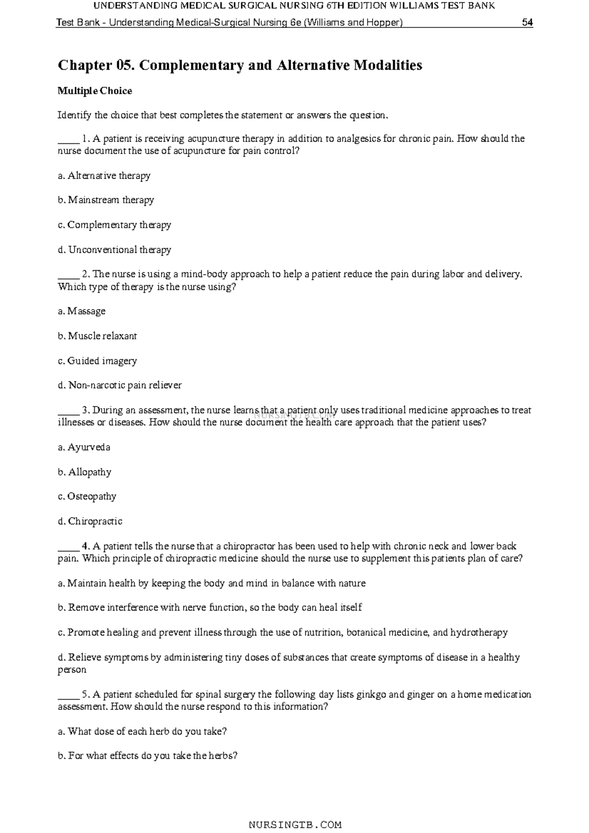 TB-Chapter 05. Complementary and Alternative Modalities - NURSINGTB ...