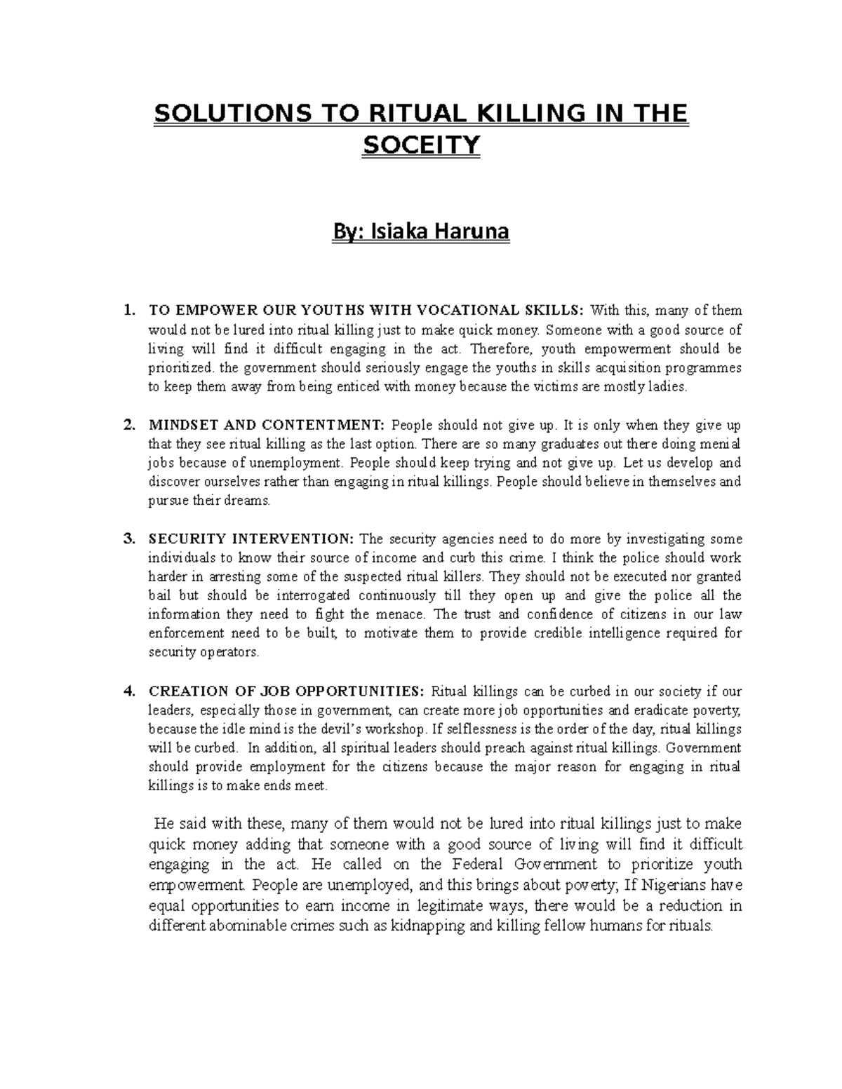 Solutions TO Ritual Killing IN THE Soceity - Copy 090423 - SOLUTIONS TO ...