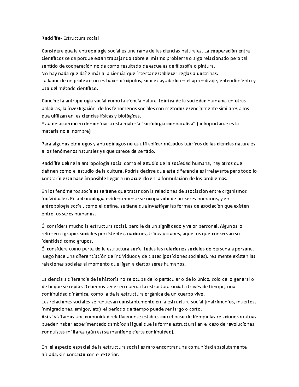 Estructura Social CAP X Radcliffe Resumen Estructura Social 