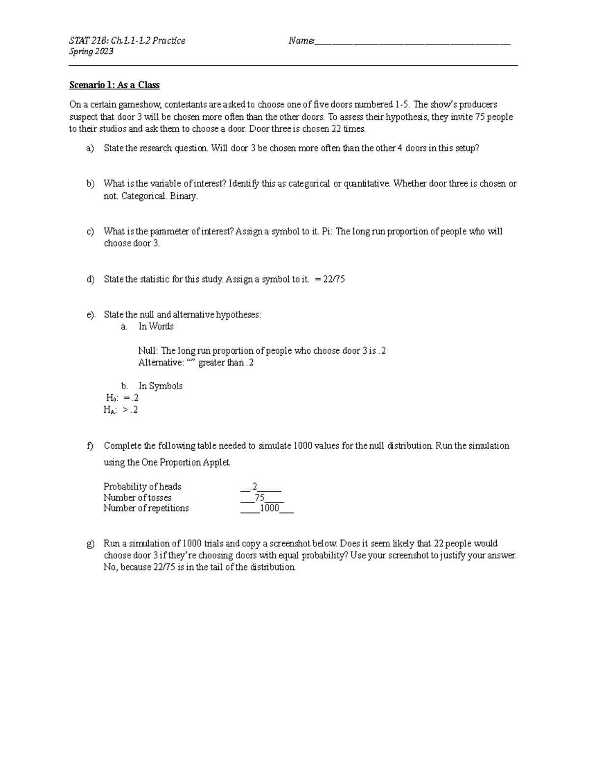 Ch.1.1-1.2 Worksheet - chapter 1 - Spring 2023 Scenario 1: As a Class ...