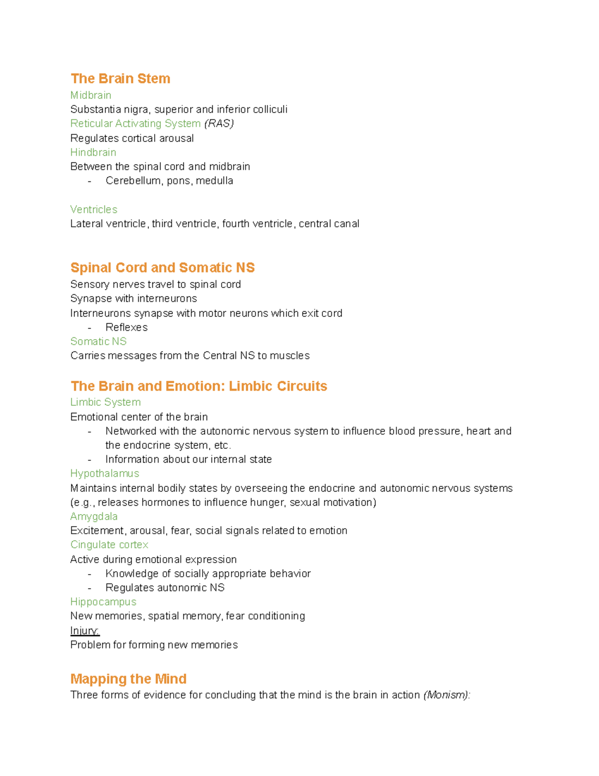 PSYC-105 Lecture Notes - The Brain Stem Midbrain Substantia nigra ...