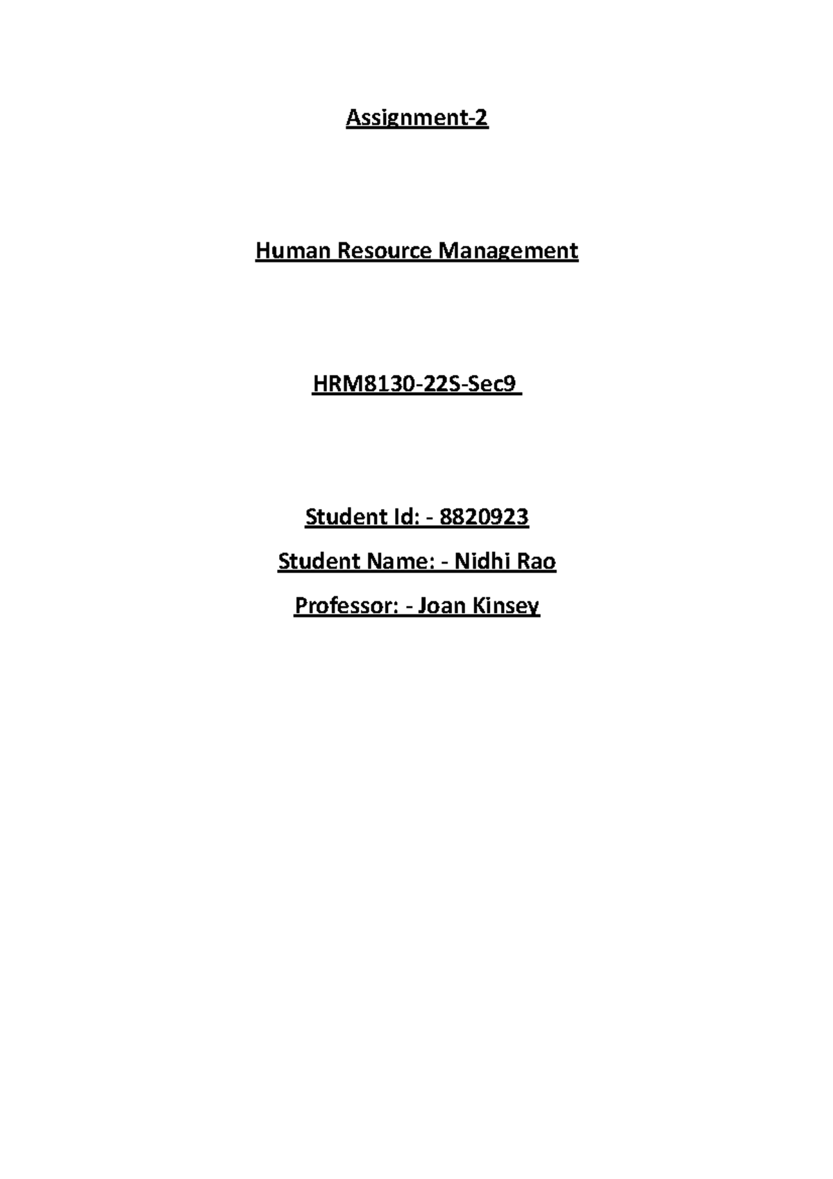 assignments for hr students