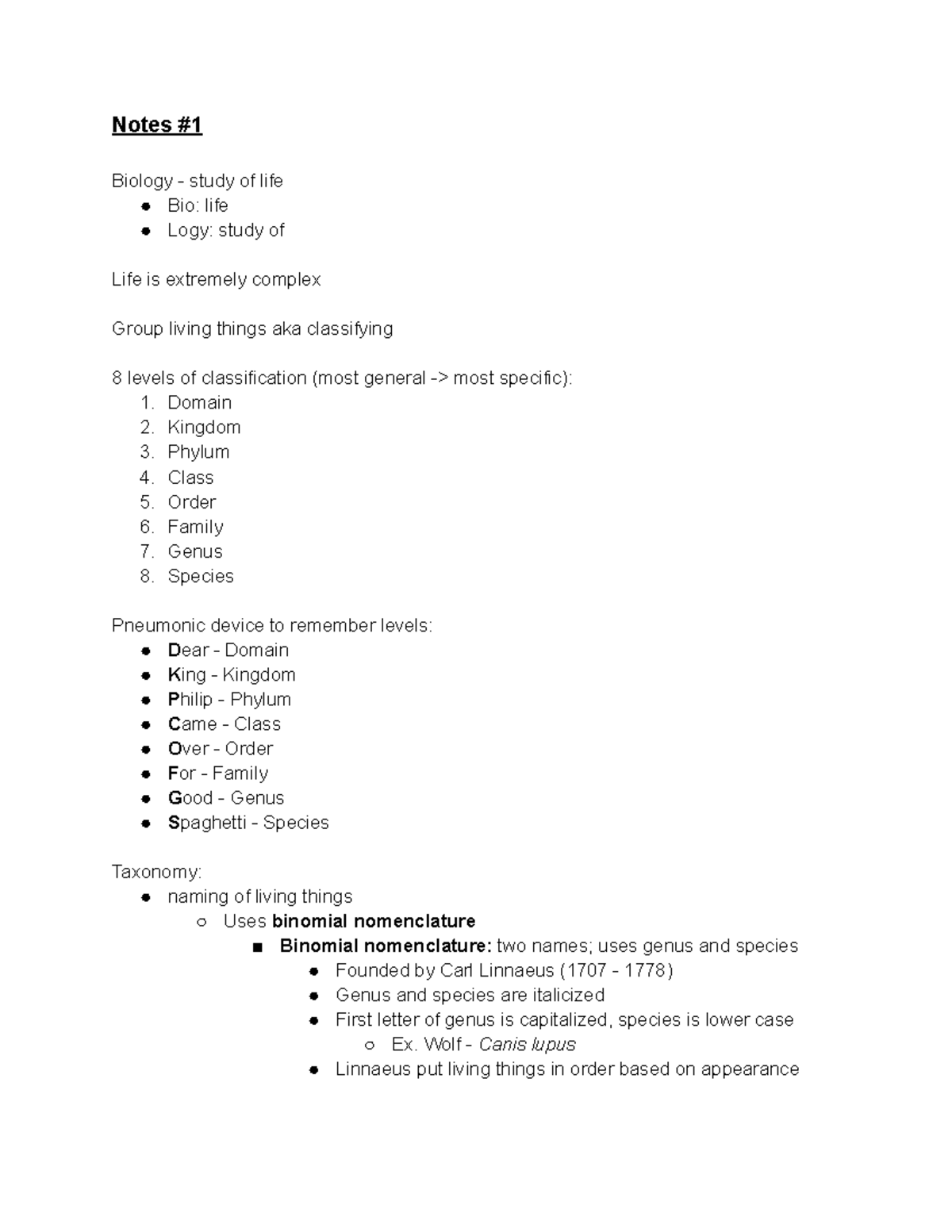 Bio Notes Notes Biology Study Of Life Bio Life Logy Study Of Life 