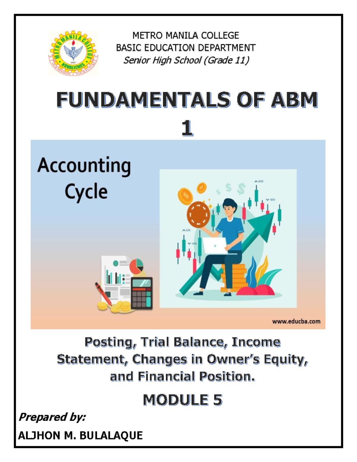 Module 5 Fundamental OF ABM 1 Accounting Module 5 1 - METRO MANILA ...