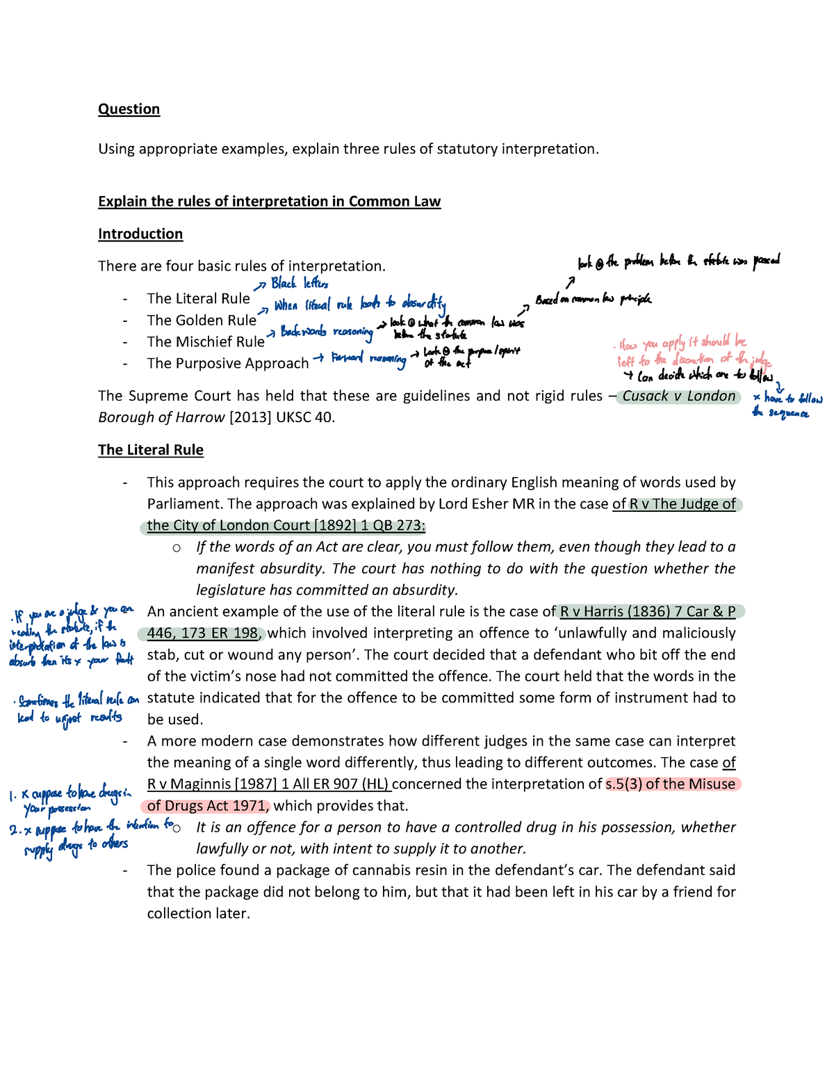 statutory interpretation essay example