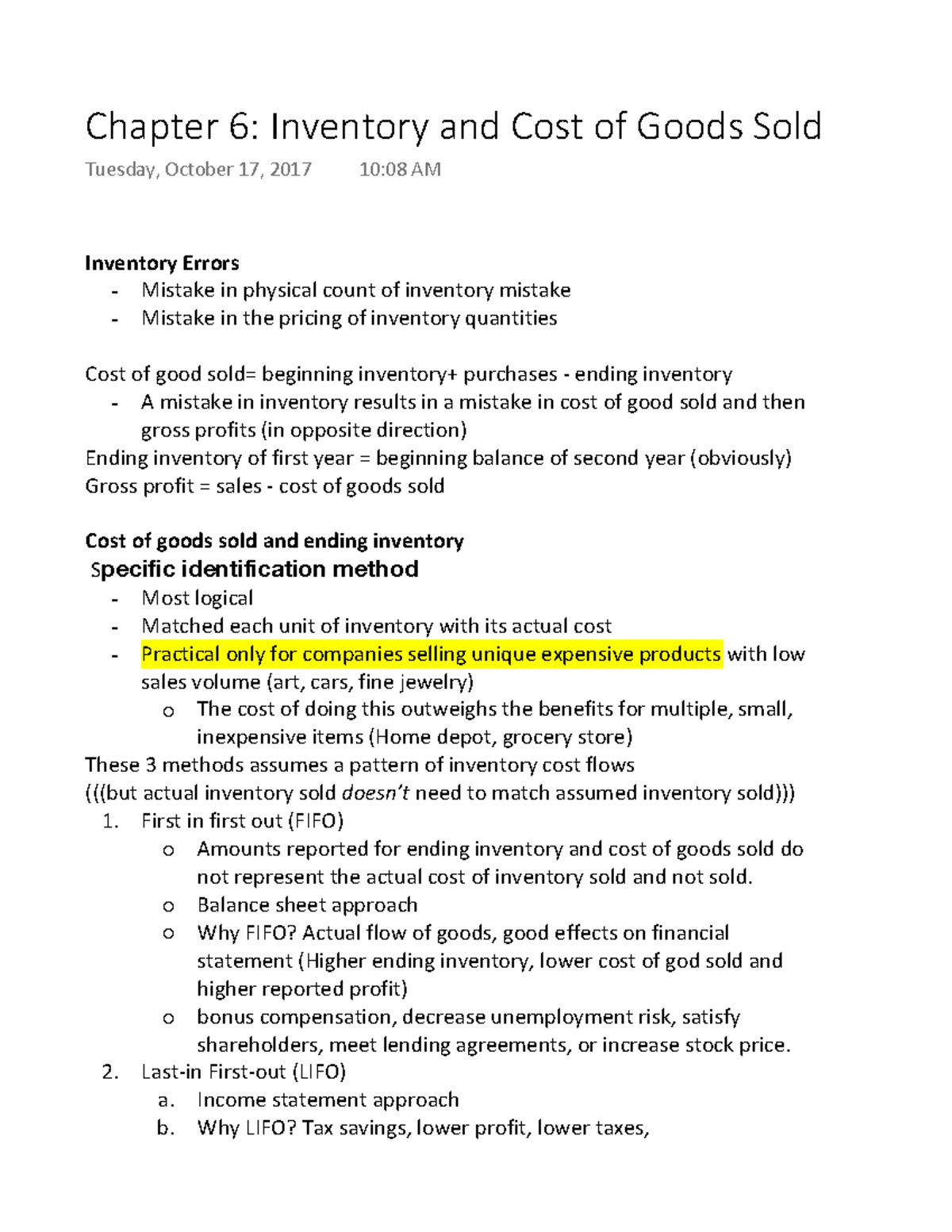 Chapter 6 Inventory and Cost of Goods Sold - Warning: TT: undefined ...