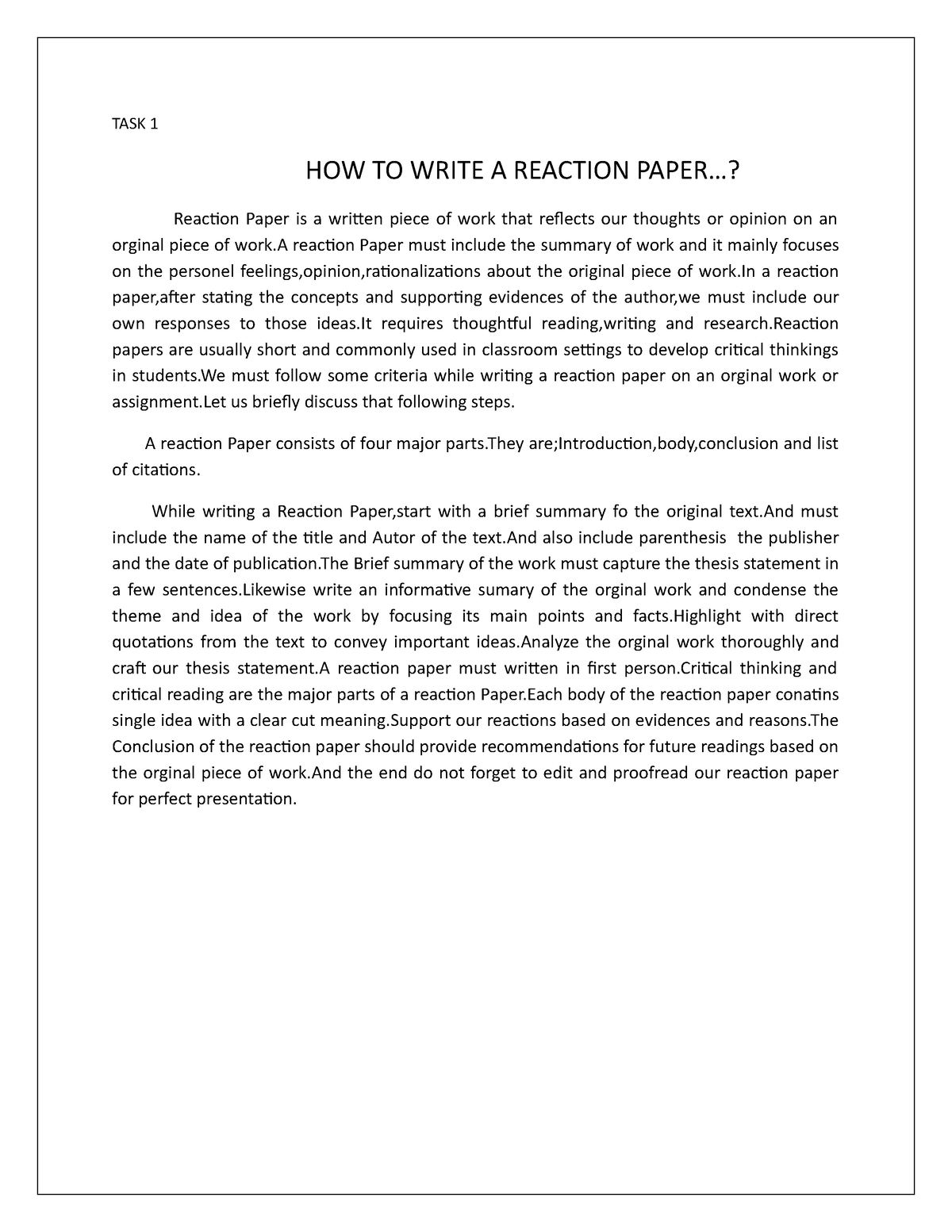 difference between reaction paper and an essay