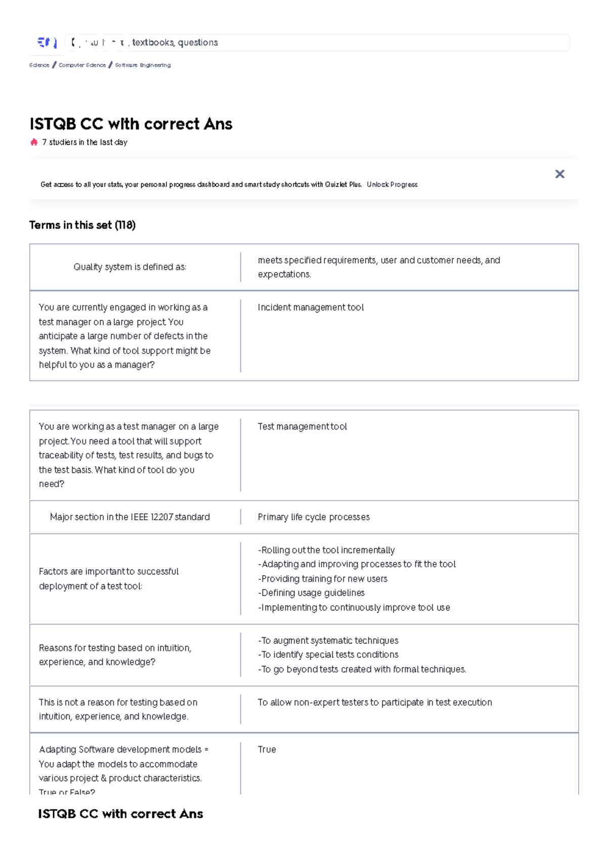 Istqb CC With Correct Ans Flashcards Quizlet - Upgrade: Free 7-da ...