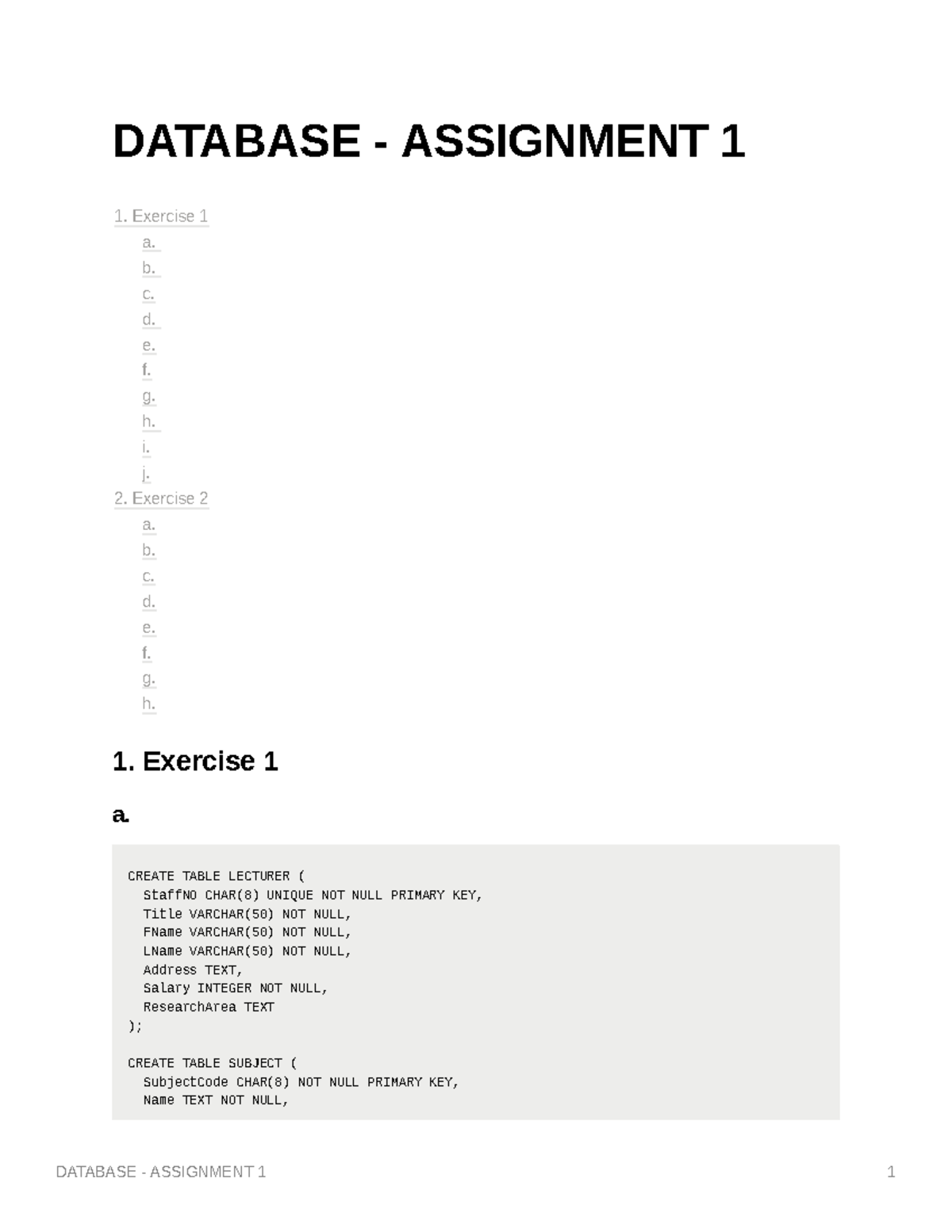 database assignment matriculation