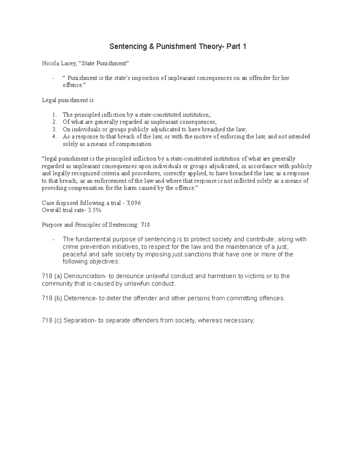 LAWS2301D- Week 3 Sentencing & Punishment Theory - Sentencing ...