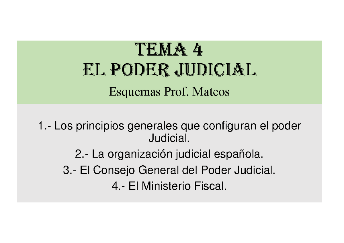 Tema 4 Poder Judicial Pdf - TEMA 4 EL PODER JUDICIAL Esquemas Prof ...