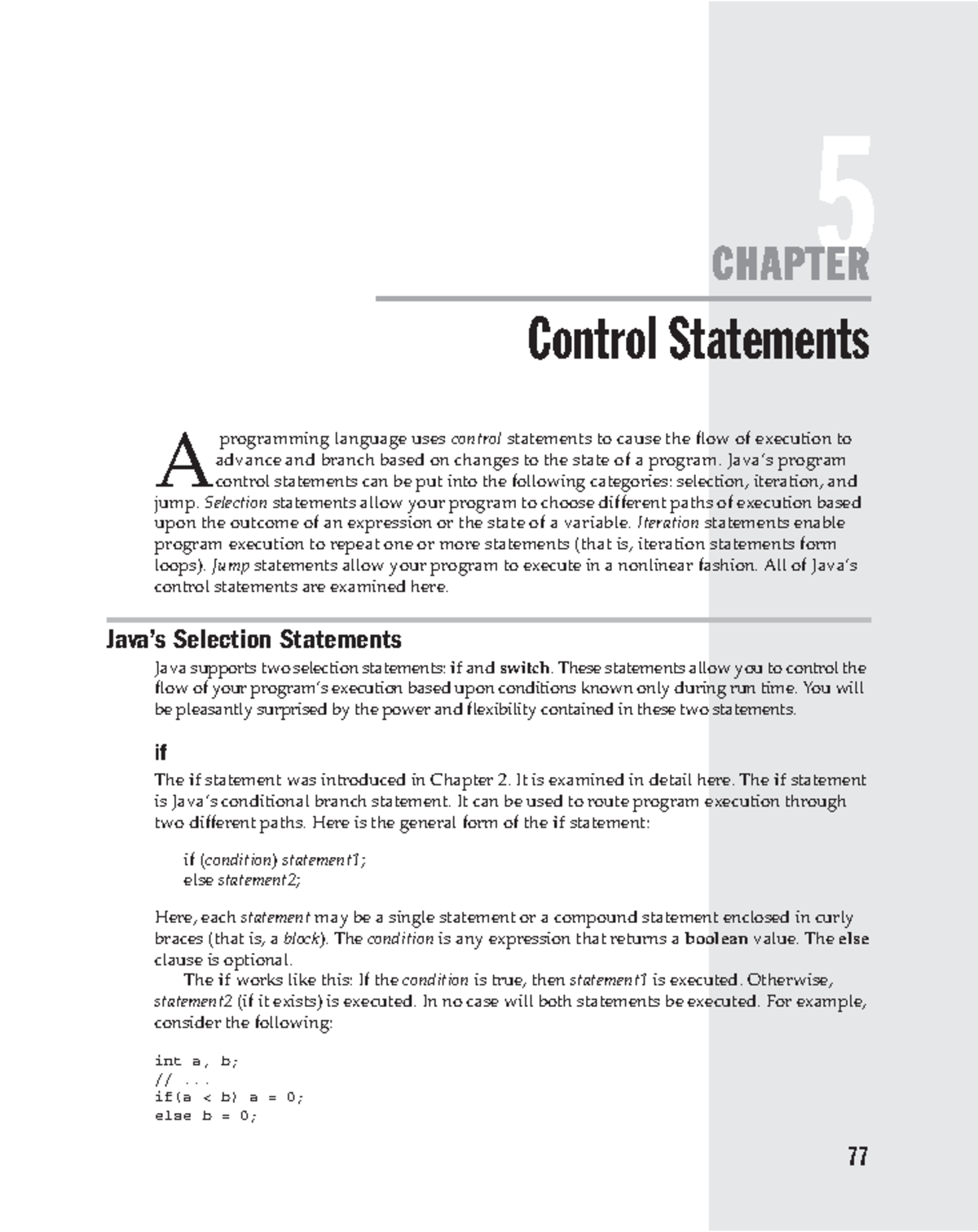 JAVA Complete Reference - 5 Control Statements A Programming Language ...