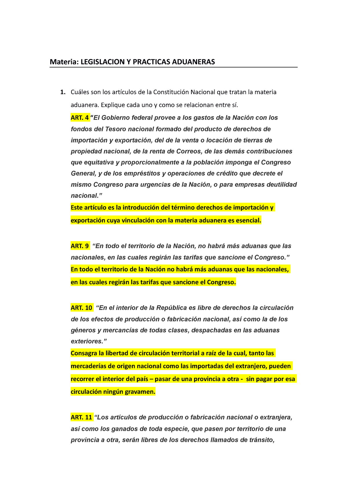 Final Practica Aduanera I - Materia: LEGISLACION Y PRACTICAS ADUANERAS ...