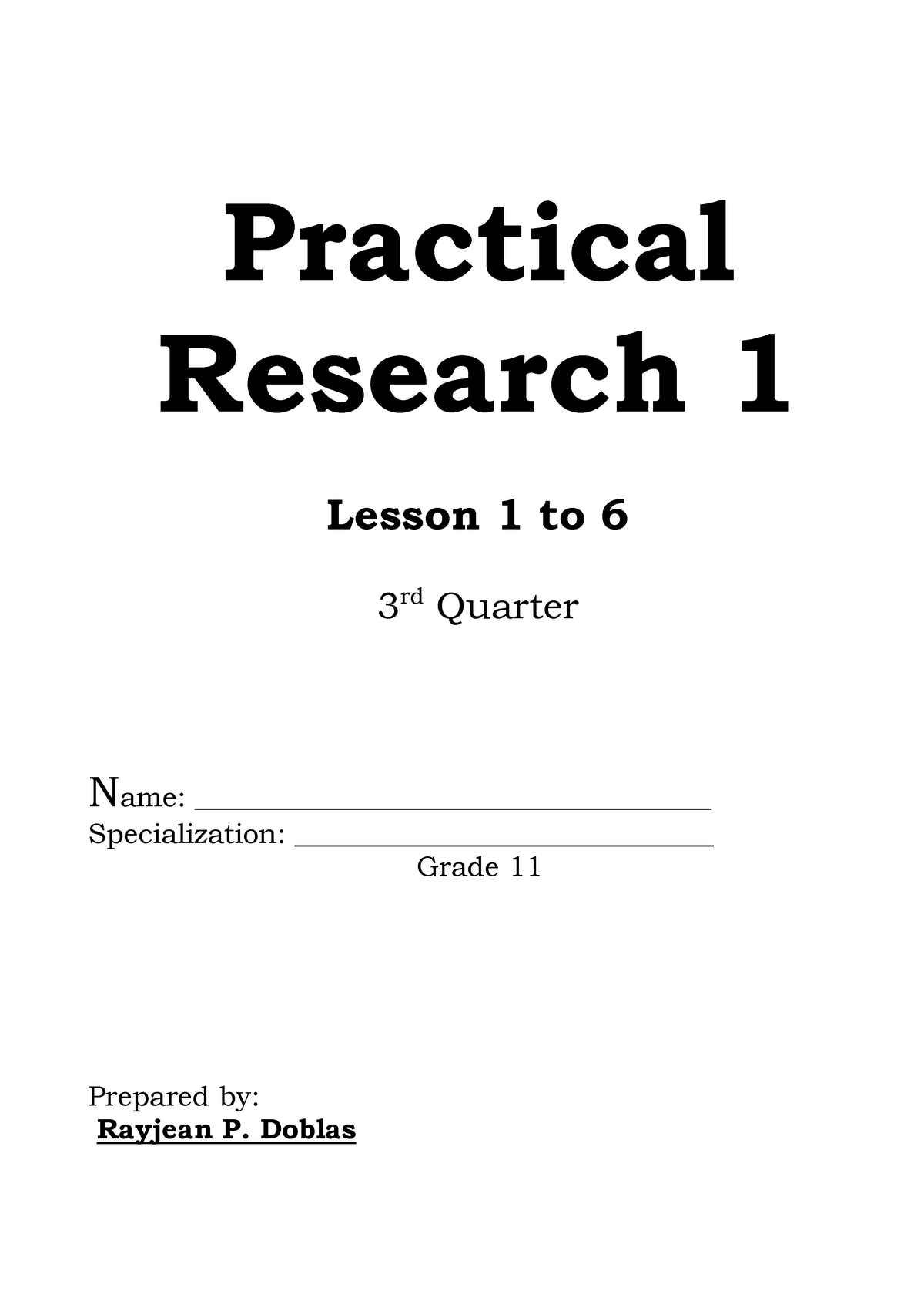 reflection about practical research 1 grade 11