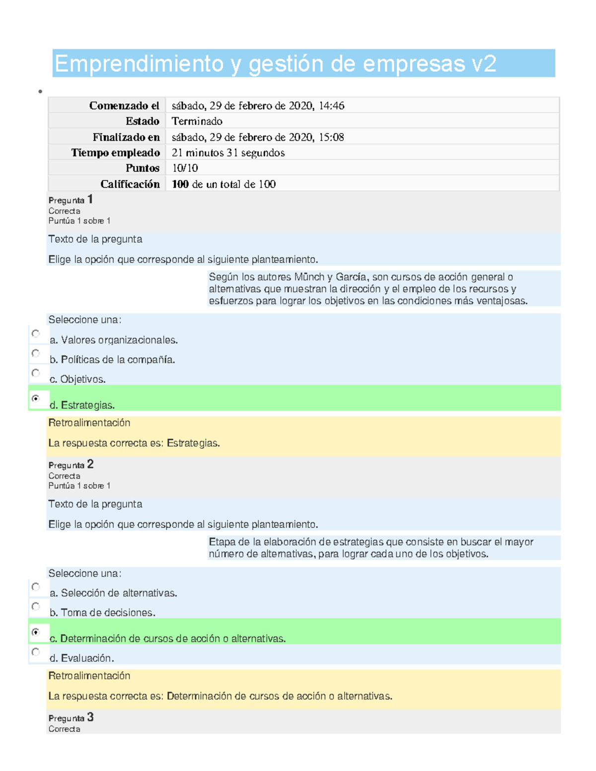 Evaluacion Cuestionario 1 - Emprendimiento Y Gestión De Empresas V ...