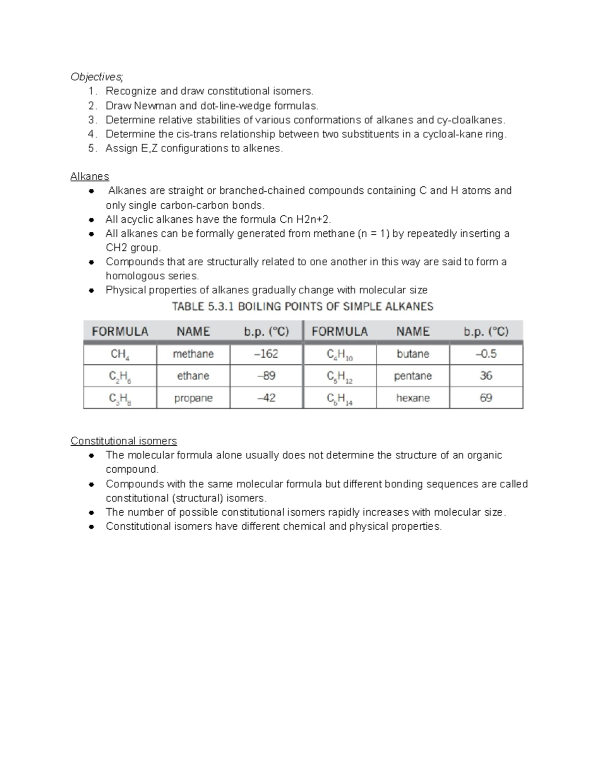 5.3 Alkenes, Alkynes and Cycloalkanes - Objectives; 1. Recognize and ...