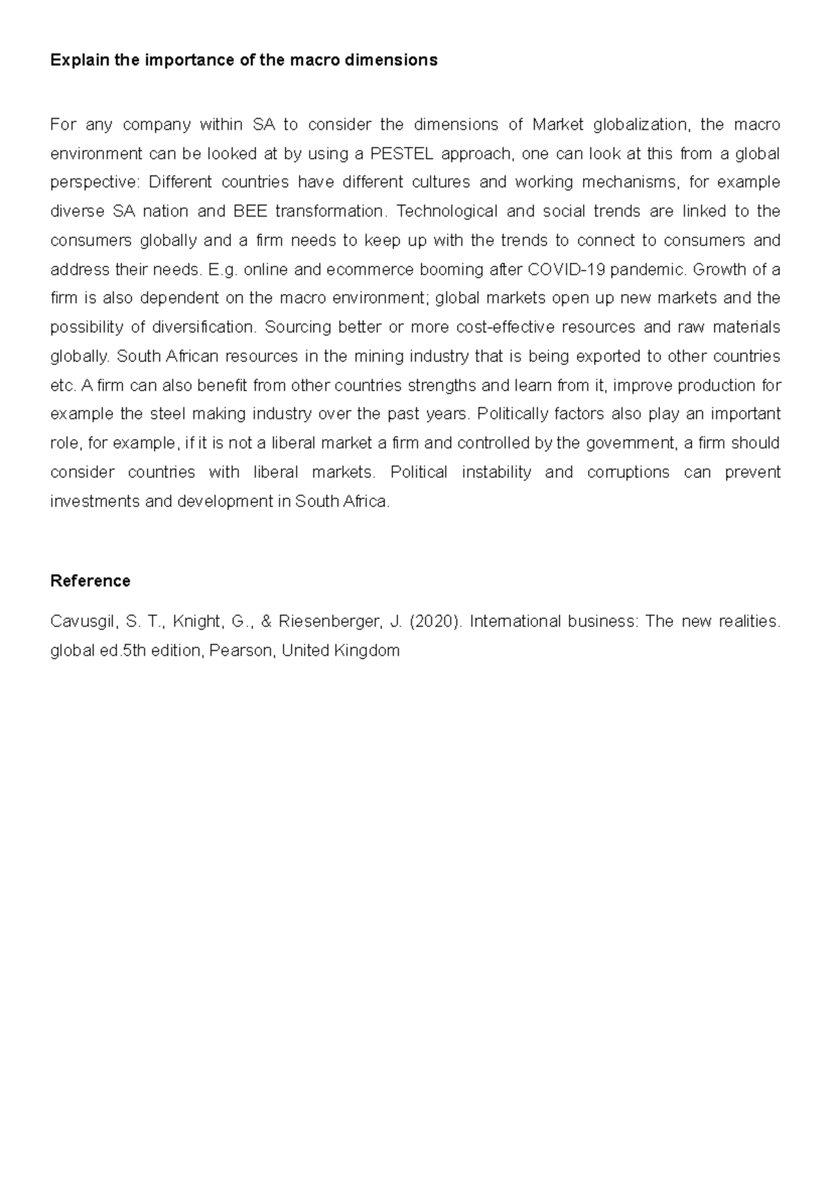 Explain the importance of the macro dimensions and how it affects your