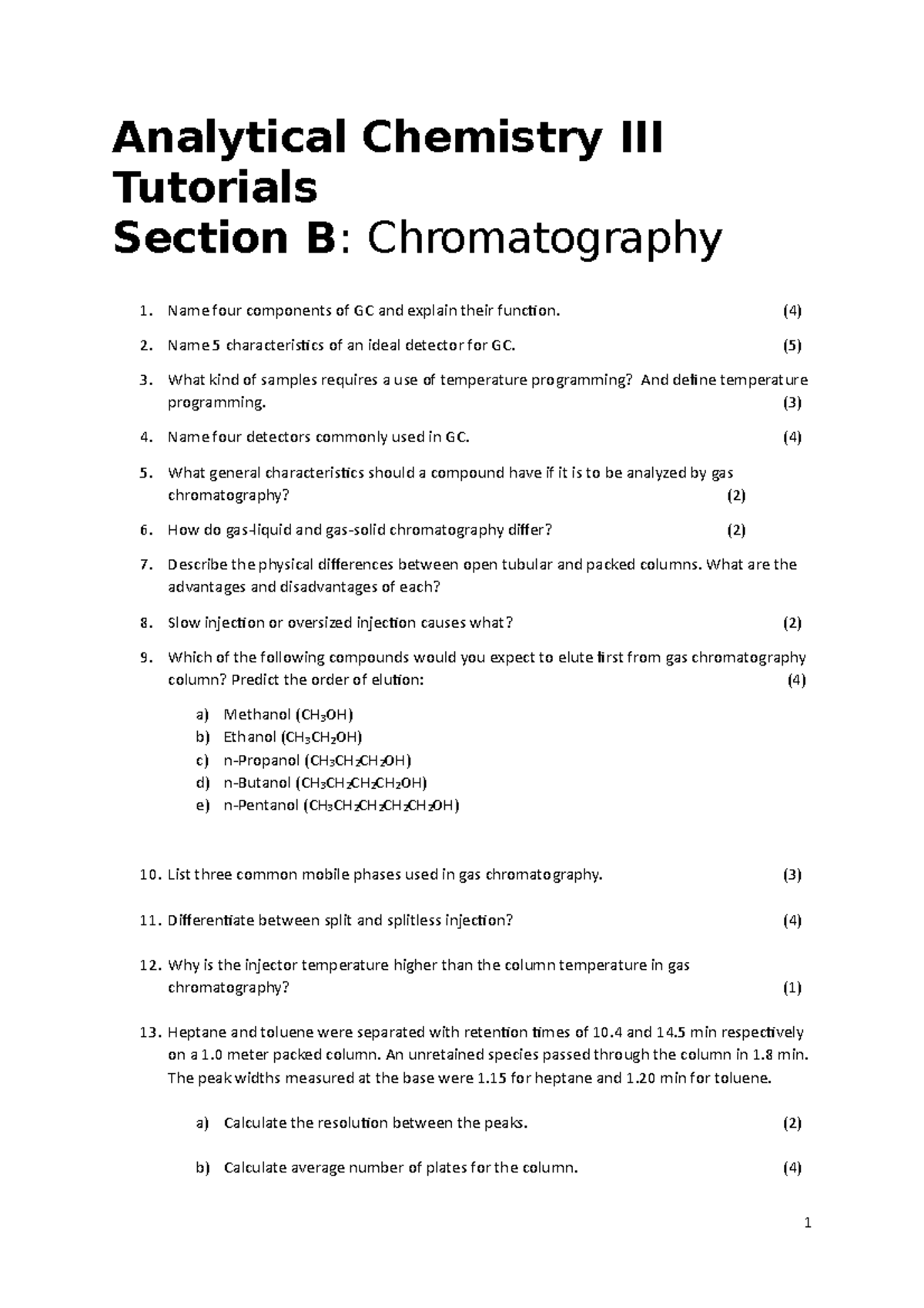 Analytical Chemistry III Tutorials Section B - Analytical Chemistry III ...