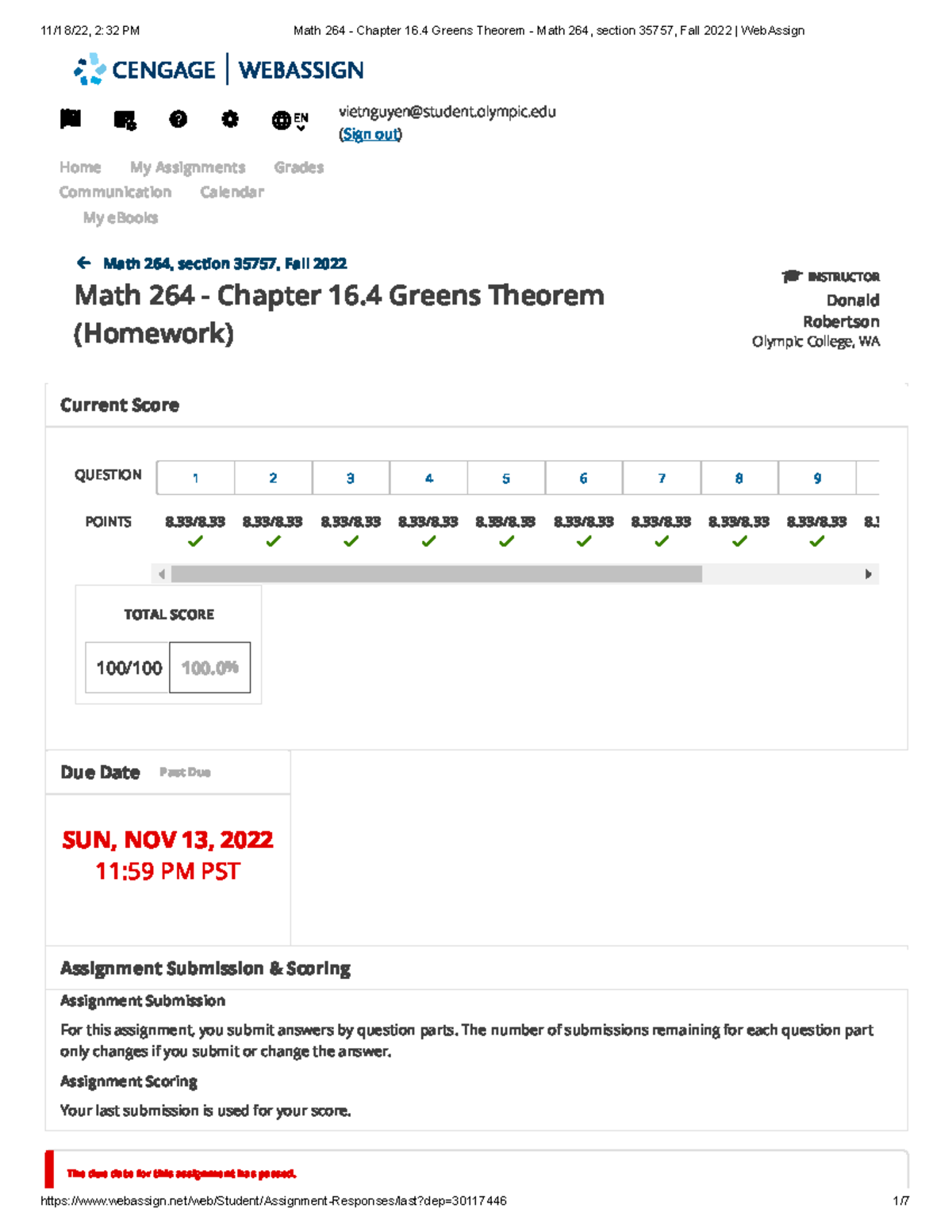 Math 264 - Chapter 16.4 Greens Theorem - Math 264, section 35757, Fall ...