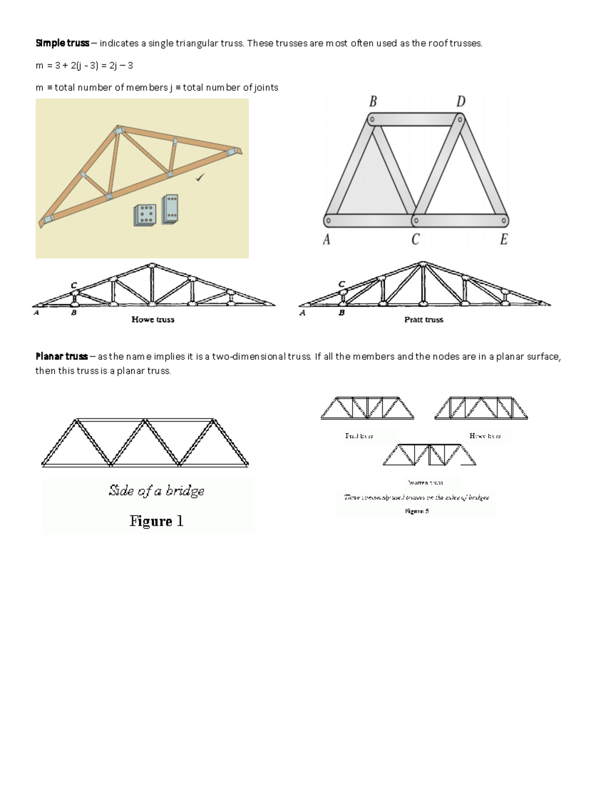 Trussesconverted notes Simple truss indicates a single