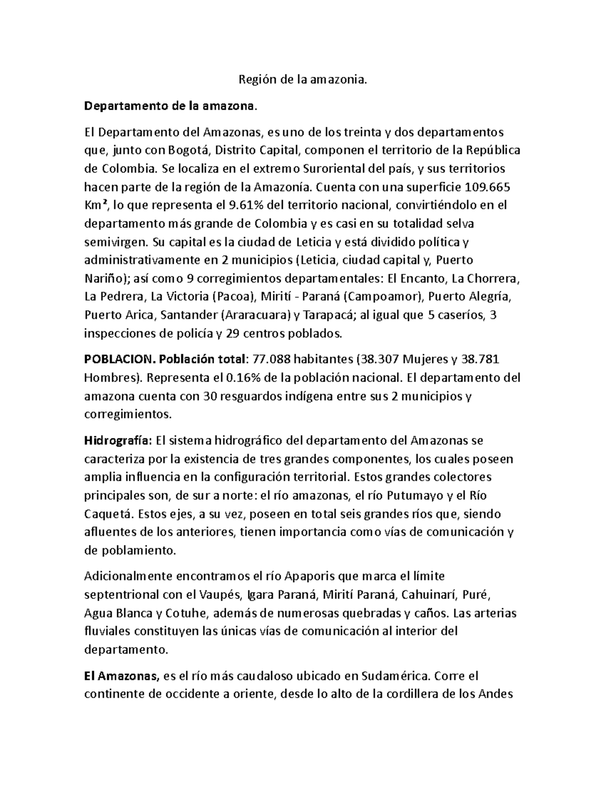 Región de la amazonia - tarea religion - Región de la amazonia ...