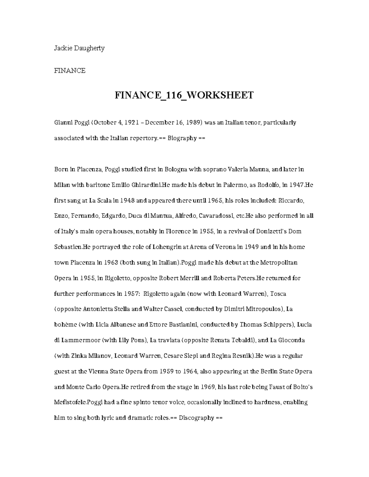 Finance 116 Worksheet - anDNSAMFMDSGTRJL,TY,K - Jackie Daugherty ...