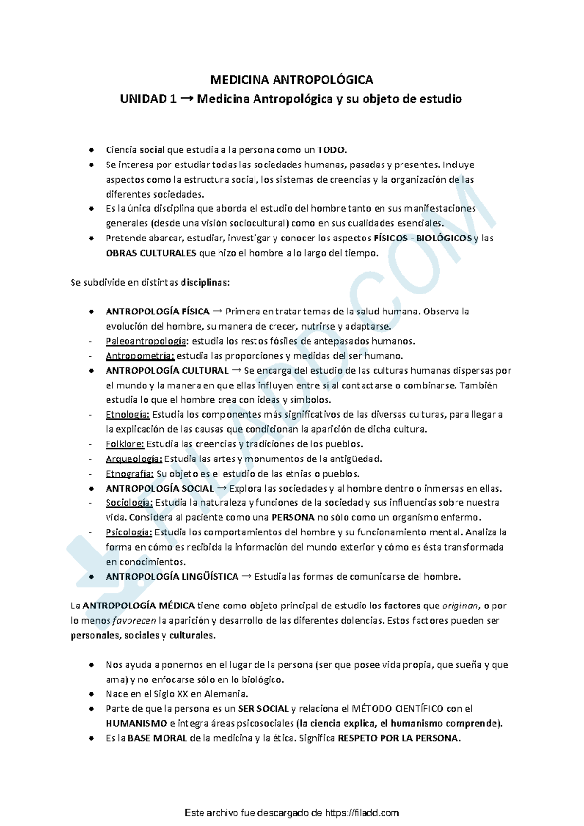 Resumen 1° Parcial Antro - MEDICINA ANTROPOLÓGICA UNIDAD 1 → Medicina ...