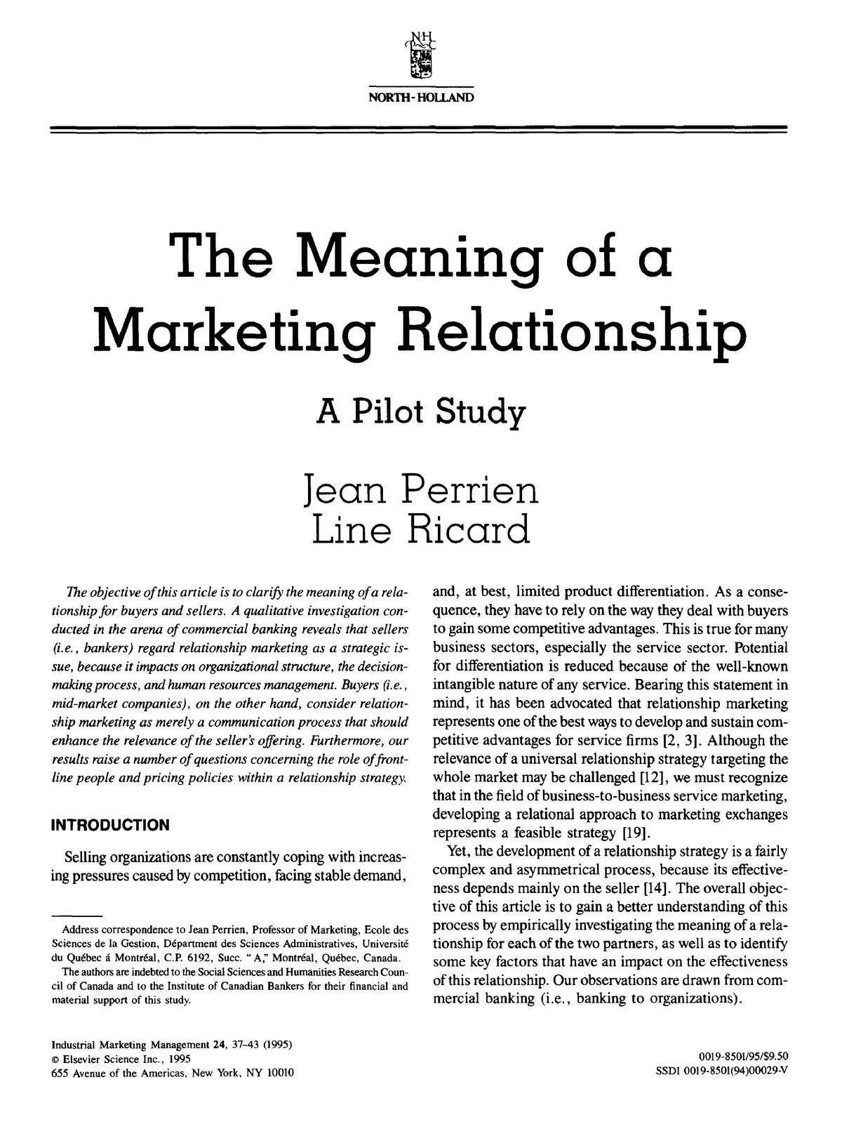 the-meaning-of-a-marketing-relationship-a-pilot-study-north-h-o-l-l