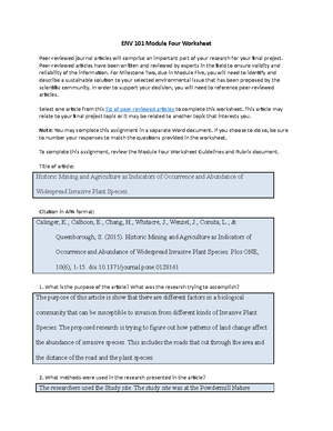 ENV 101 Module Two Worksheet - ENV 101 Module Two Worksheet This ...