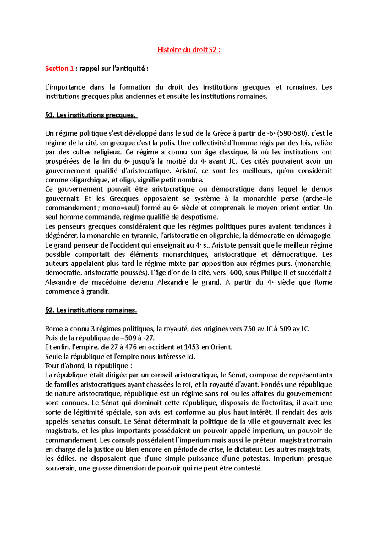 Histoire du droit S2 - Ce sont les cours du second semestre en L1 ...