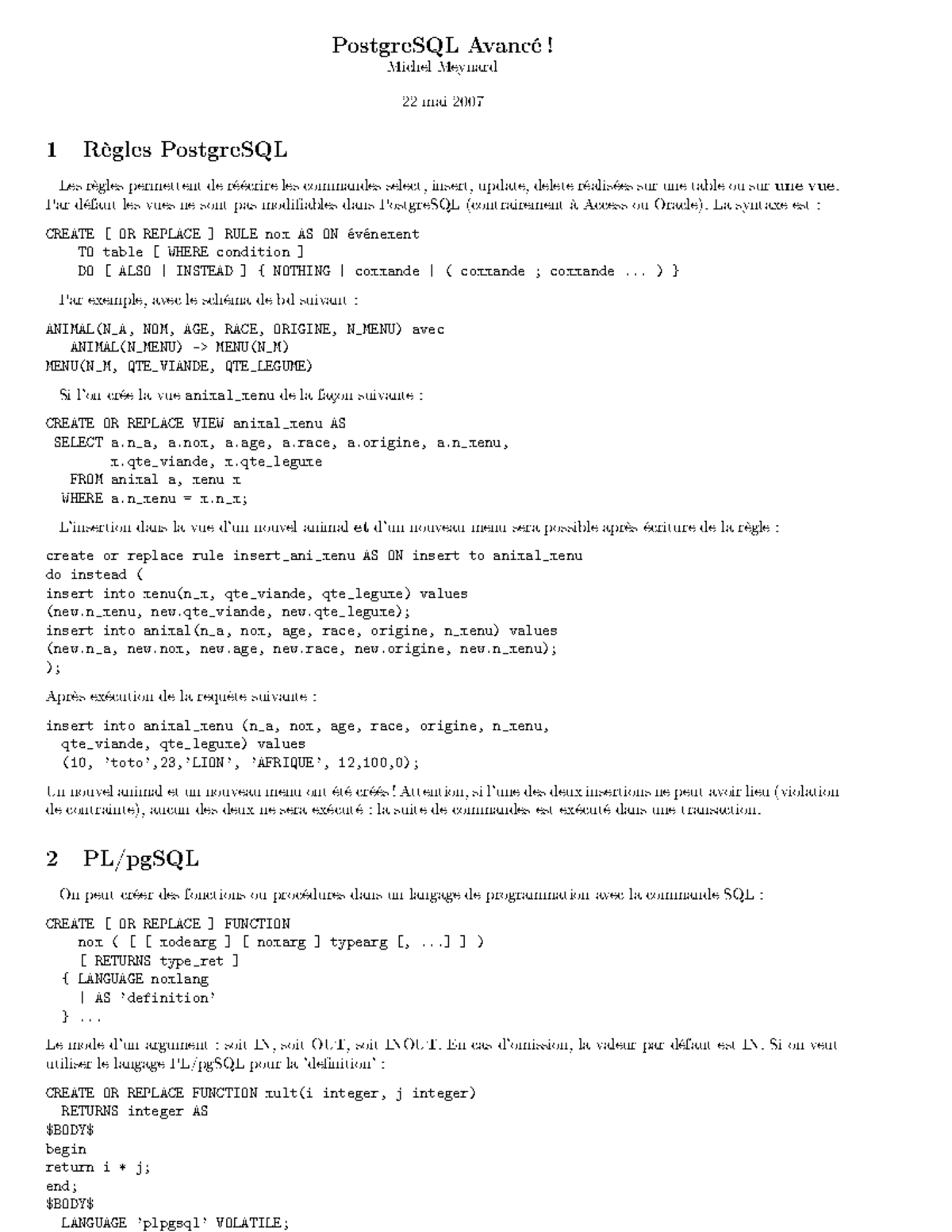 Postgresql Avance - Notes en SQL avancé - P♦st r ♥ é ②♥ r ♠ è s - Studocu