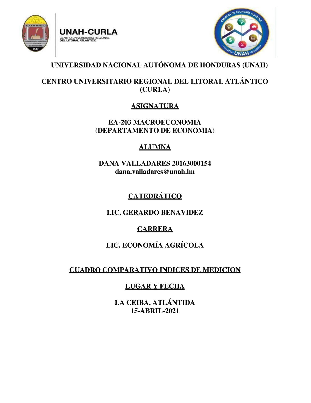 Valladares Dana Cuadro Comparativo Indices - UNIVERSIDAD NACIONAL ...