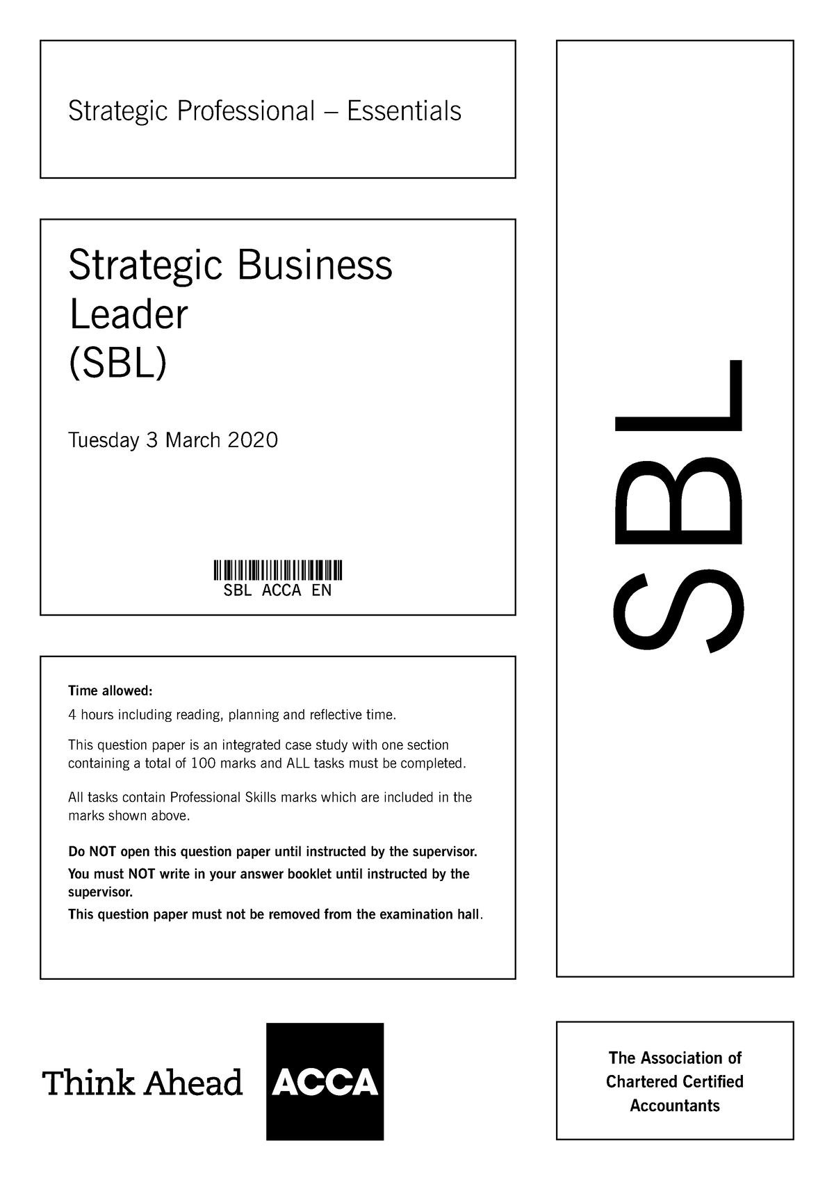 SBL 2020 3 Q - ACCA SBL - Strategic Professional – Essentials Strategic ...