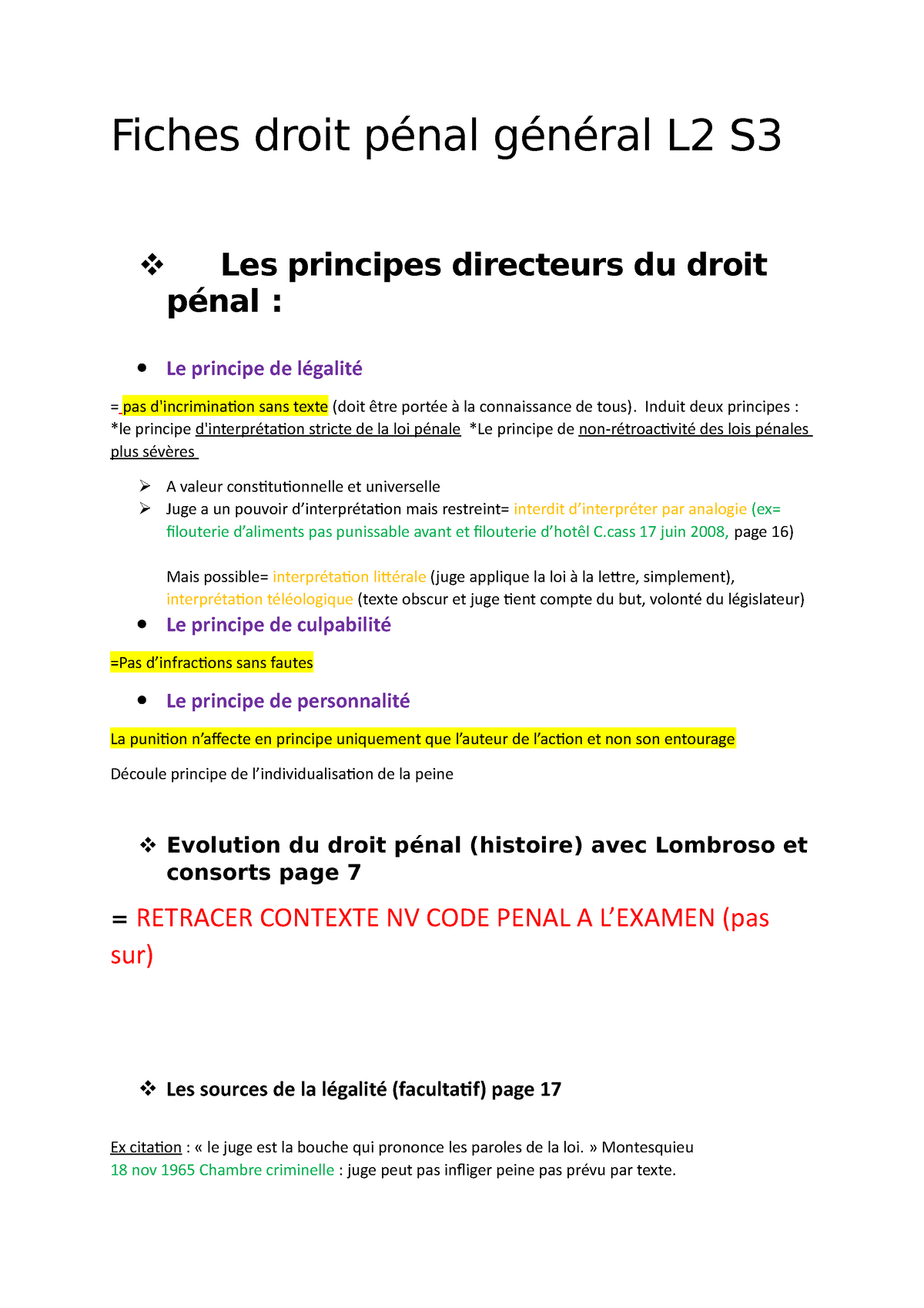 Fiches Droit P Nal G N Ral L S Fiches Droit P Nal G N Ral L S Les Principes Directeurs Du